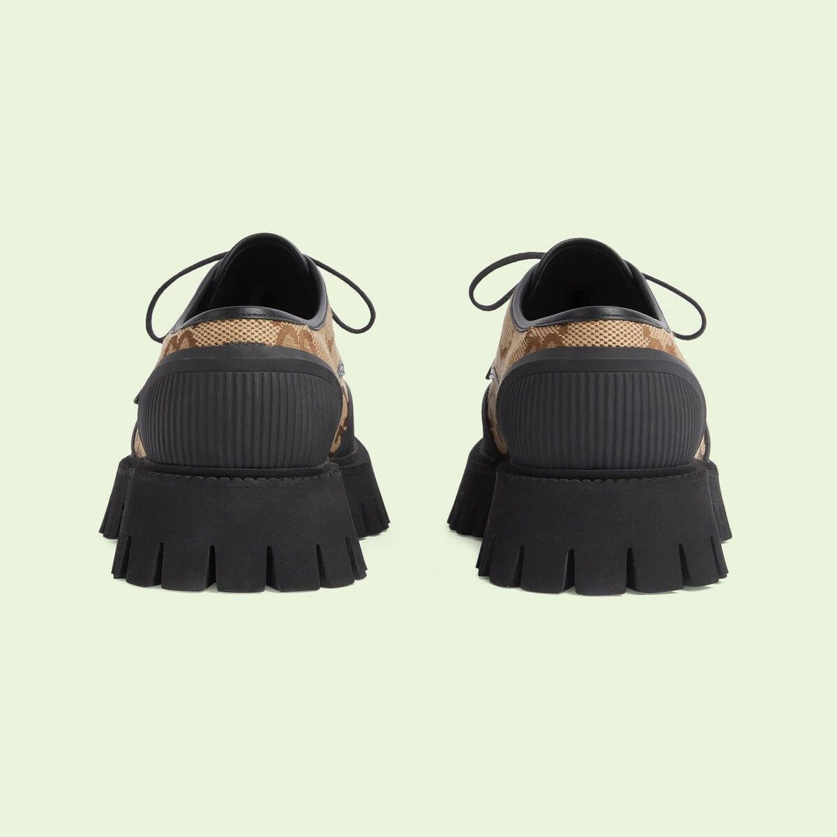 Gucci o1s1wg110225 Maxi GG Lace-Up Shoes in Black/Beige Size US 12 / EU 45 - 3 Thumbnail