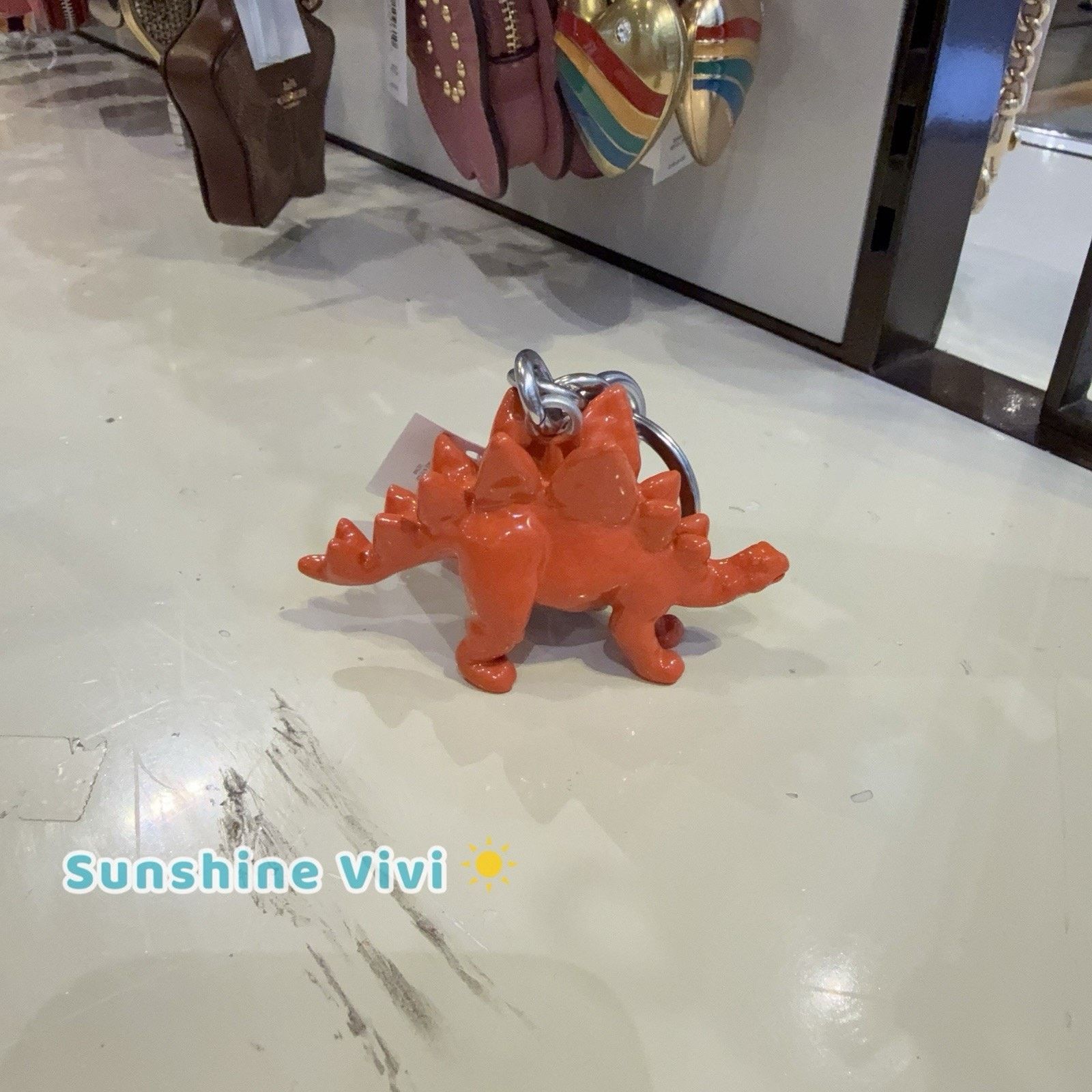 Coach NWT Coach Keychain Stegosaurus Bag Charm Silver Orange CEB63 Size ONE SIZE - 3 Thumbnail