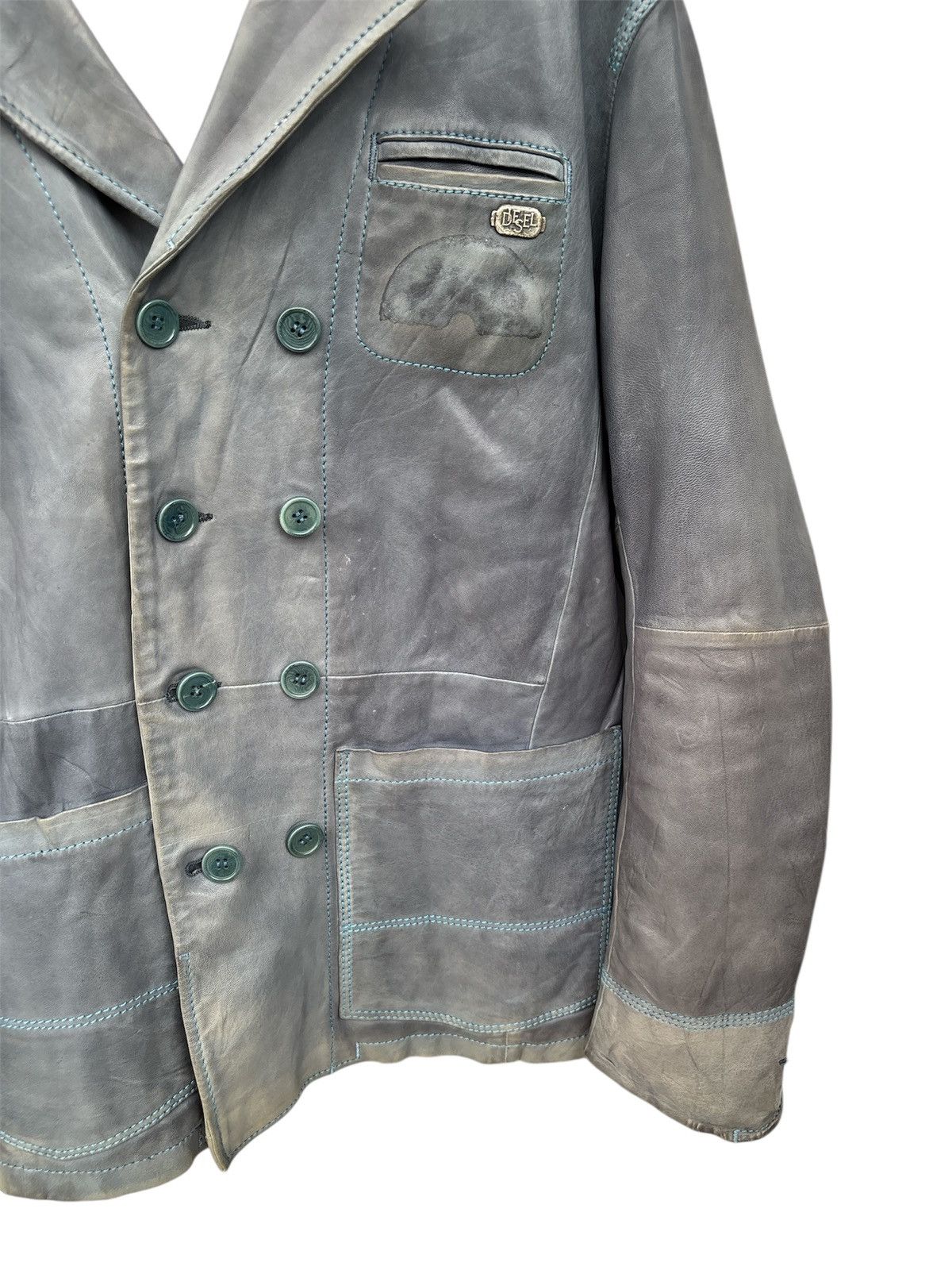 Diesel Vintage Double Breasted Leather Jacket Size US XS / EU 42 / 0 - 5 Thumbnail