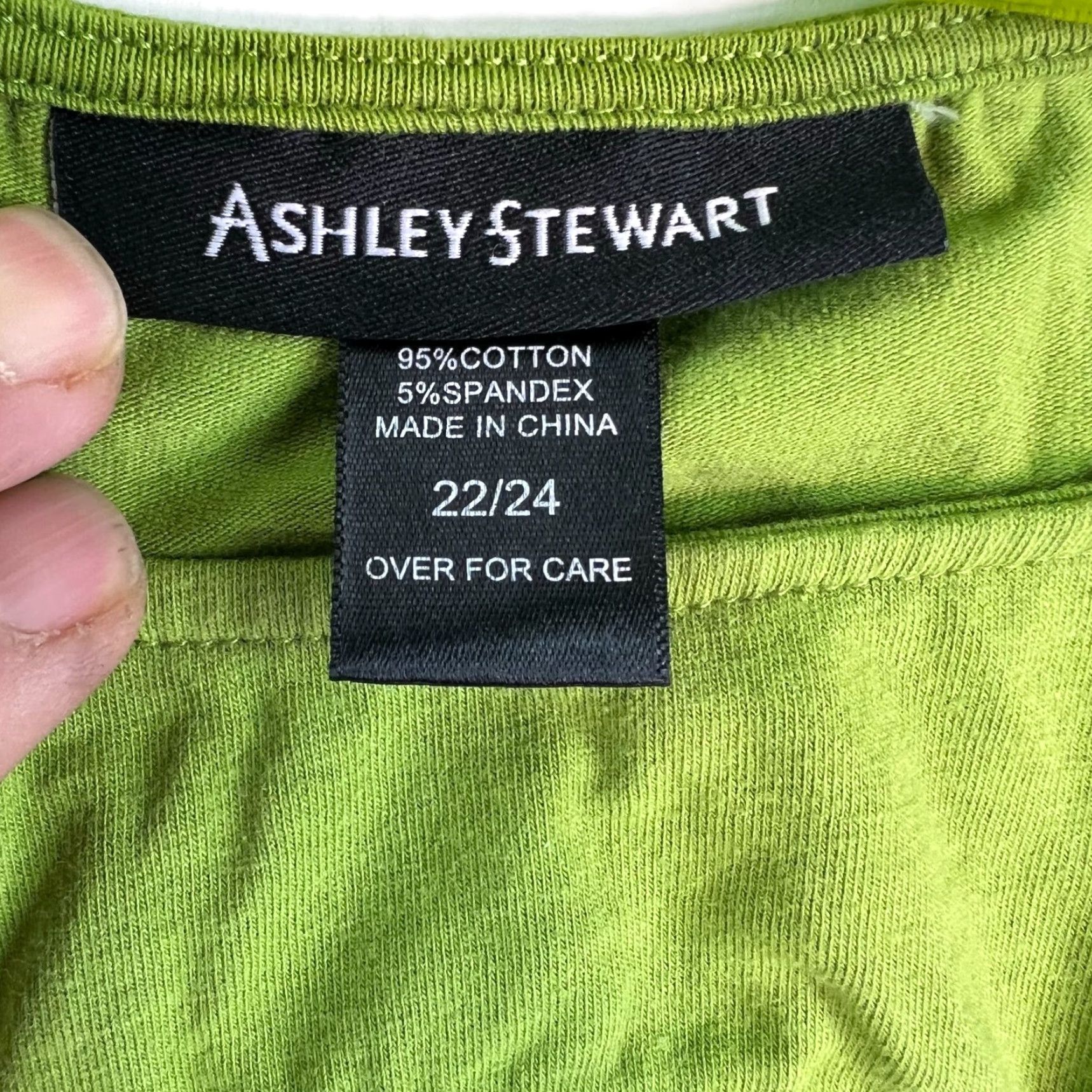 Vintage VINTAGE Ashley Stewart Green Chambray Blouse Tunic Womens Size 22/24 Short Sleeve Pleated Asymmetrical Size 3XL / US 20-22 - 4 Thumbnail