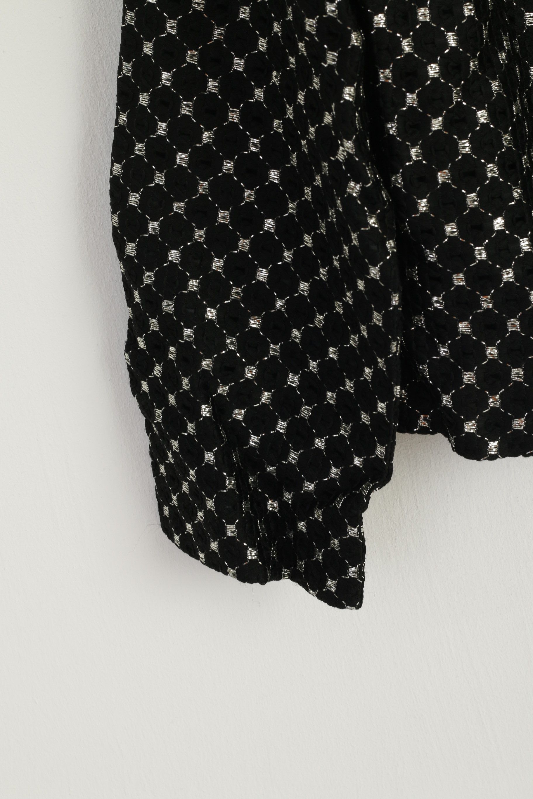 Vintage Vintage Women 44 L Cropped Blazer Black Silver 7928 Size L / US 10 / IT 46 - 3 Thumbnail