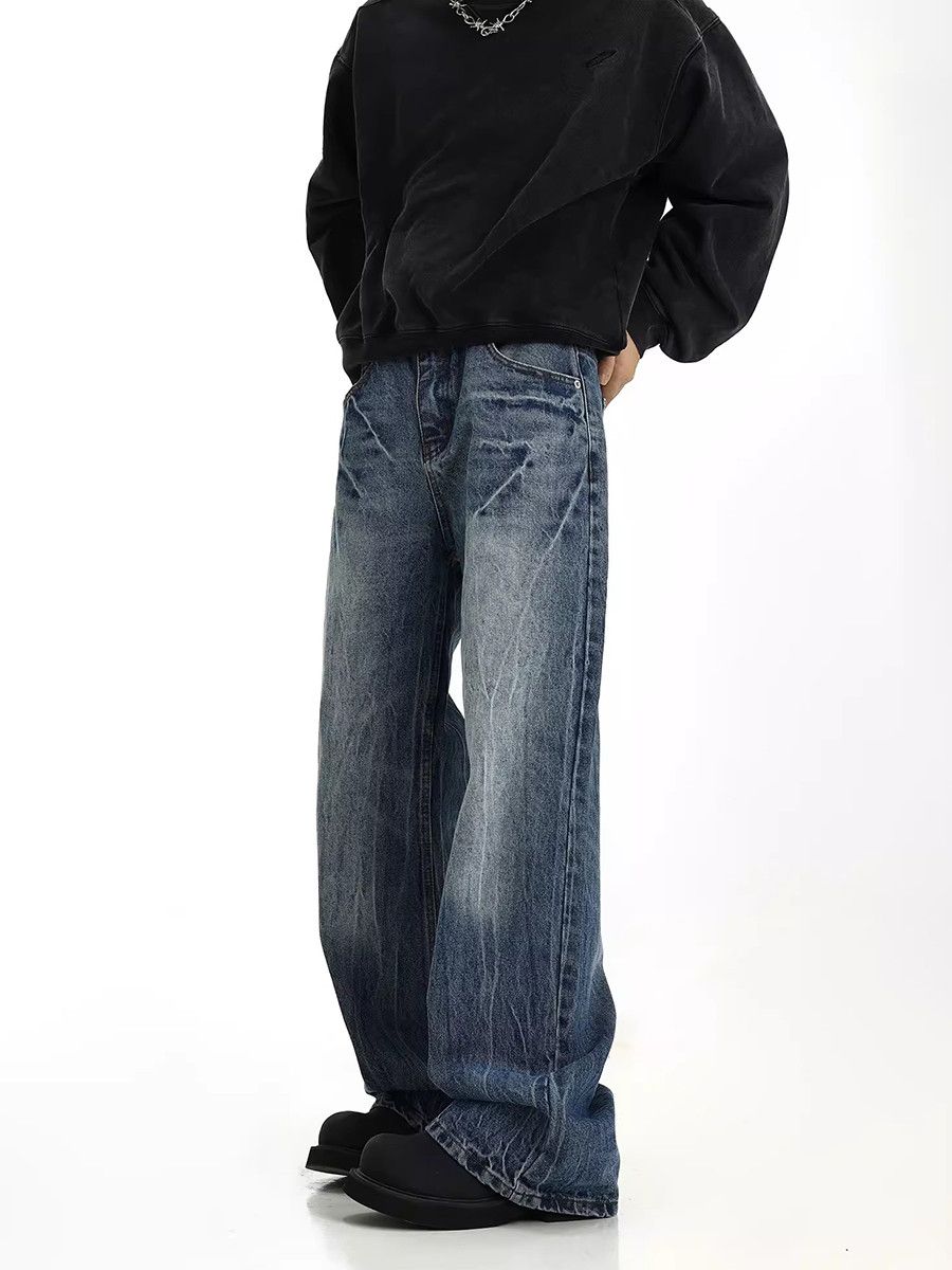 Jean × Vintage Wrinkled Baggy Jeans Cleanfit Cracked Distressed Size US 30 / EU 46 - 4 Thumbnail