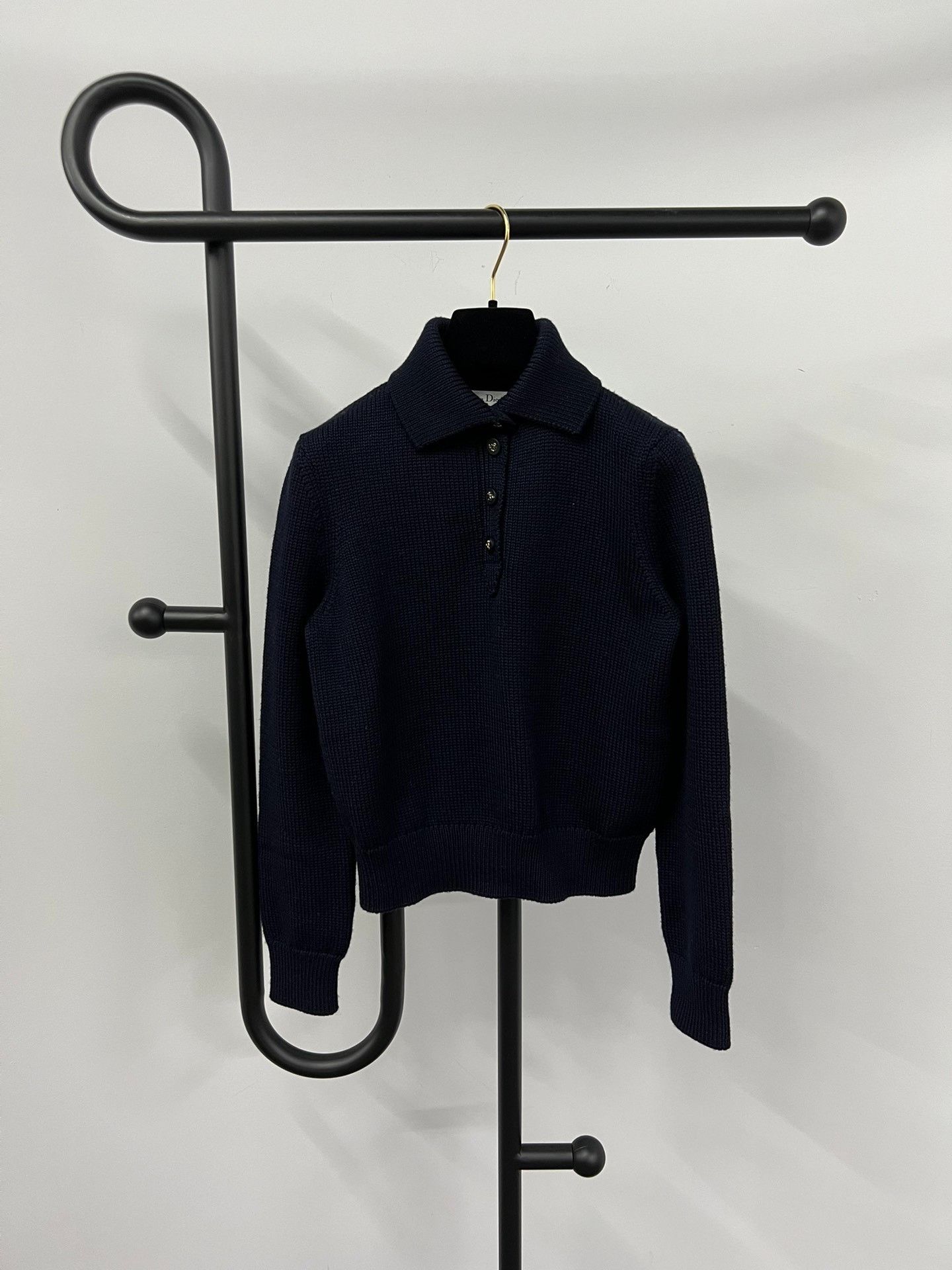 Dior Dior Navy Lapel Wool Sweater Size S / US 4 / IT 40 - 1 Thumbnail