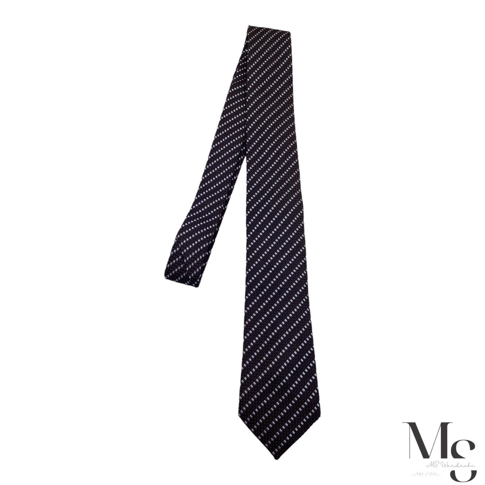 Hugo Boss BOSS HUGO BOSS Tailored Blue & Brown Striped Silk Tie H.M In Size ONE SIZE - 6 Thumbnail
