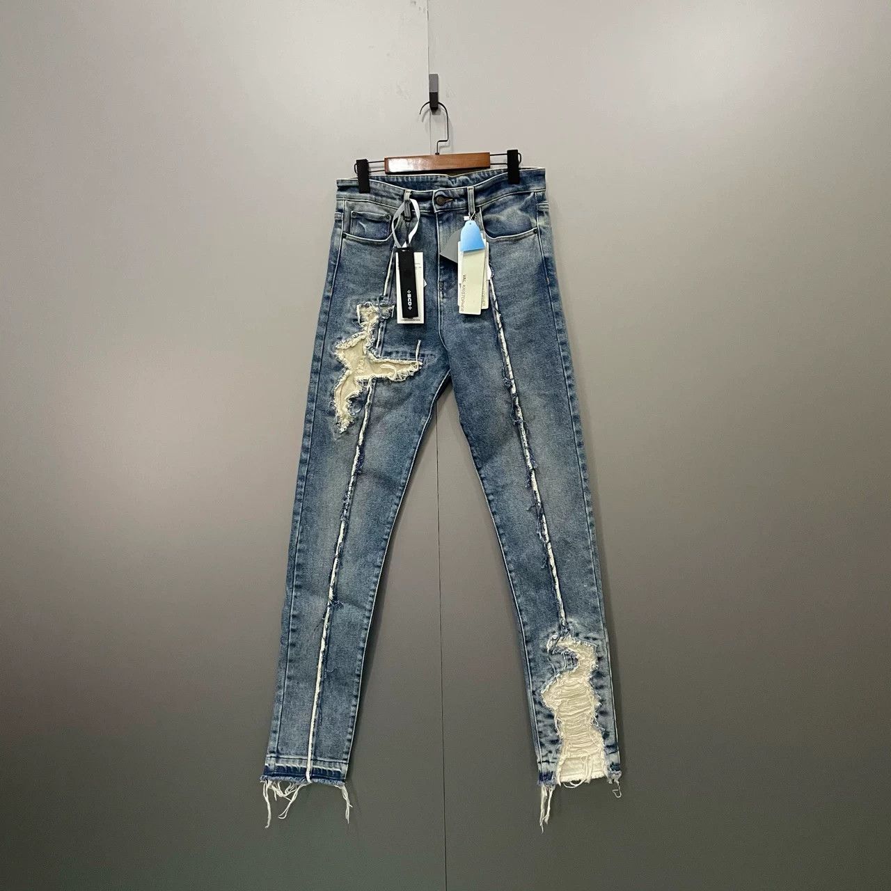 Tomorrowland Tomorrow Blue Washed Distressed Jeans Size US 30 / EU 46 - 1 Thumbnail