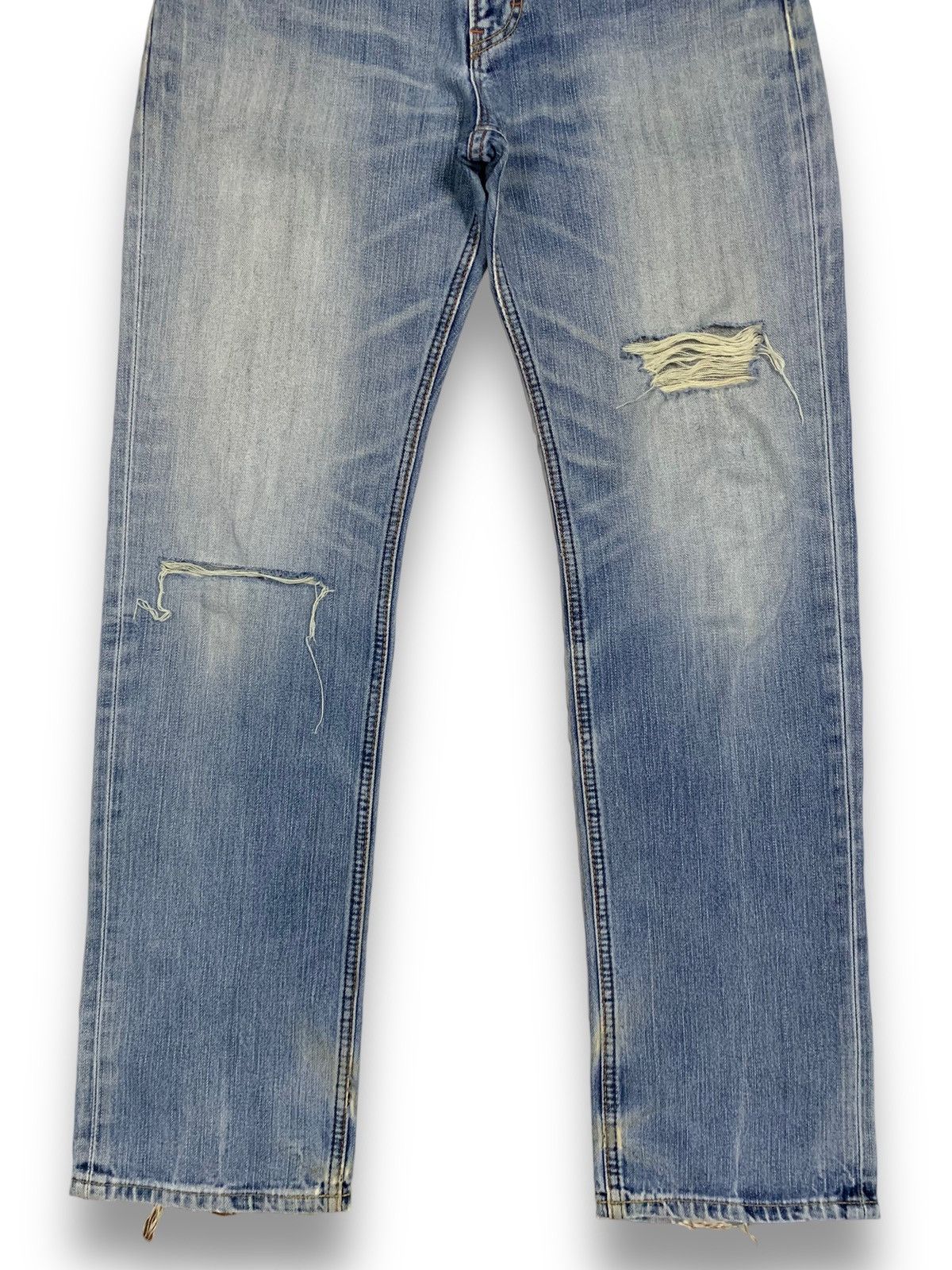 Wrangler Vintage Wrangler Blue Washed Straight Leg Distressed Jeans Size US 33 - 9 Thumbnail