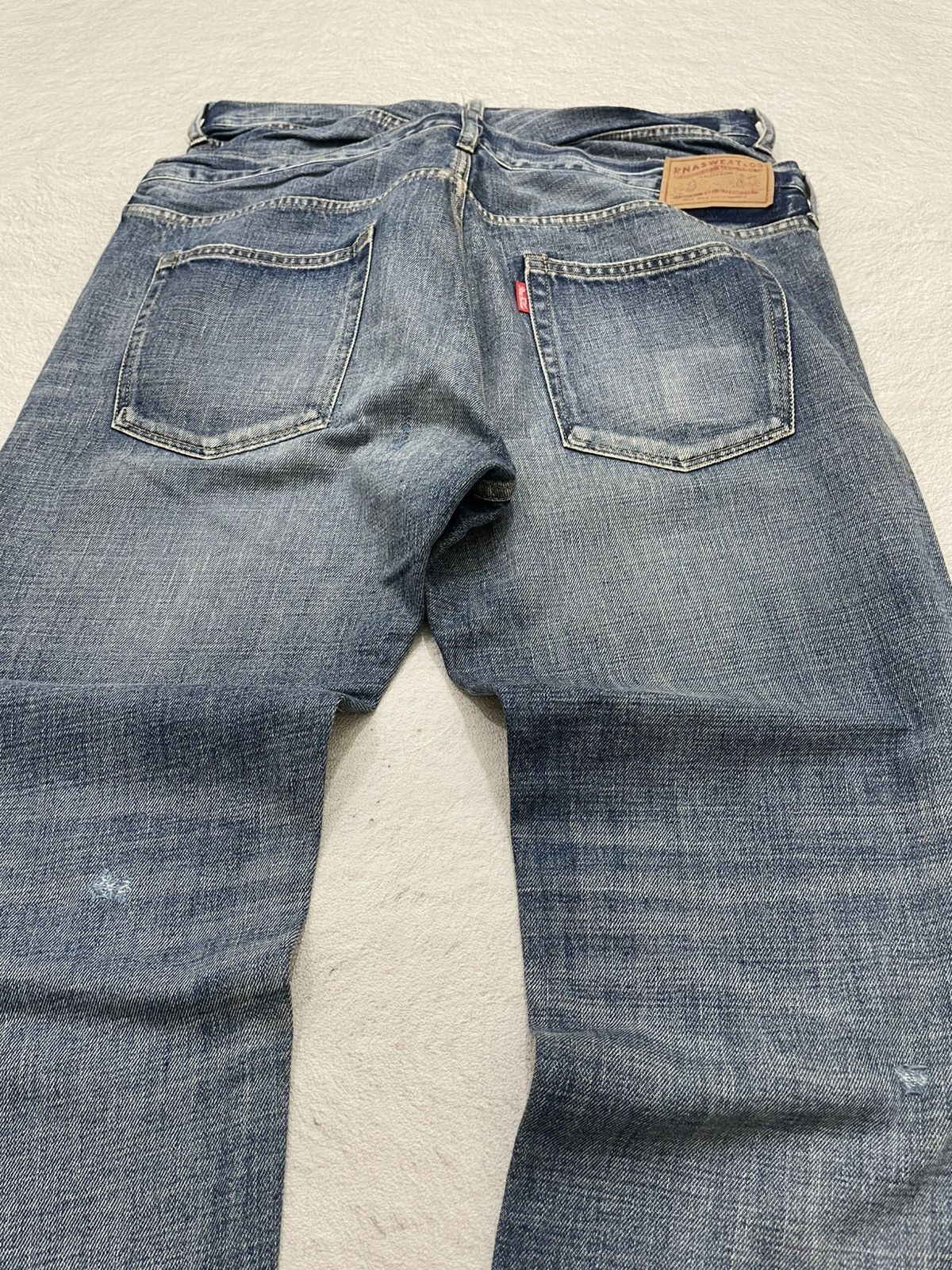 Japanese Brand 2000s Rnasweat Double Waist Distressed Button Fly Y2K Size US 34 / EU 50 - 7 Thumbnail