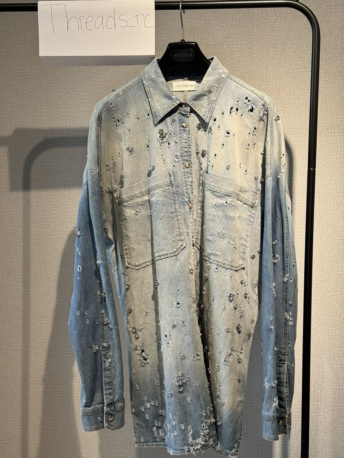 image of Faith Connexion Faith Connection Denim Shirt in Blue, Women's (Size XS)