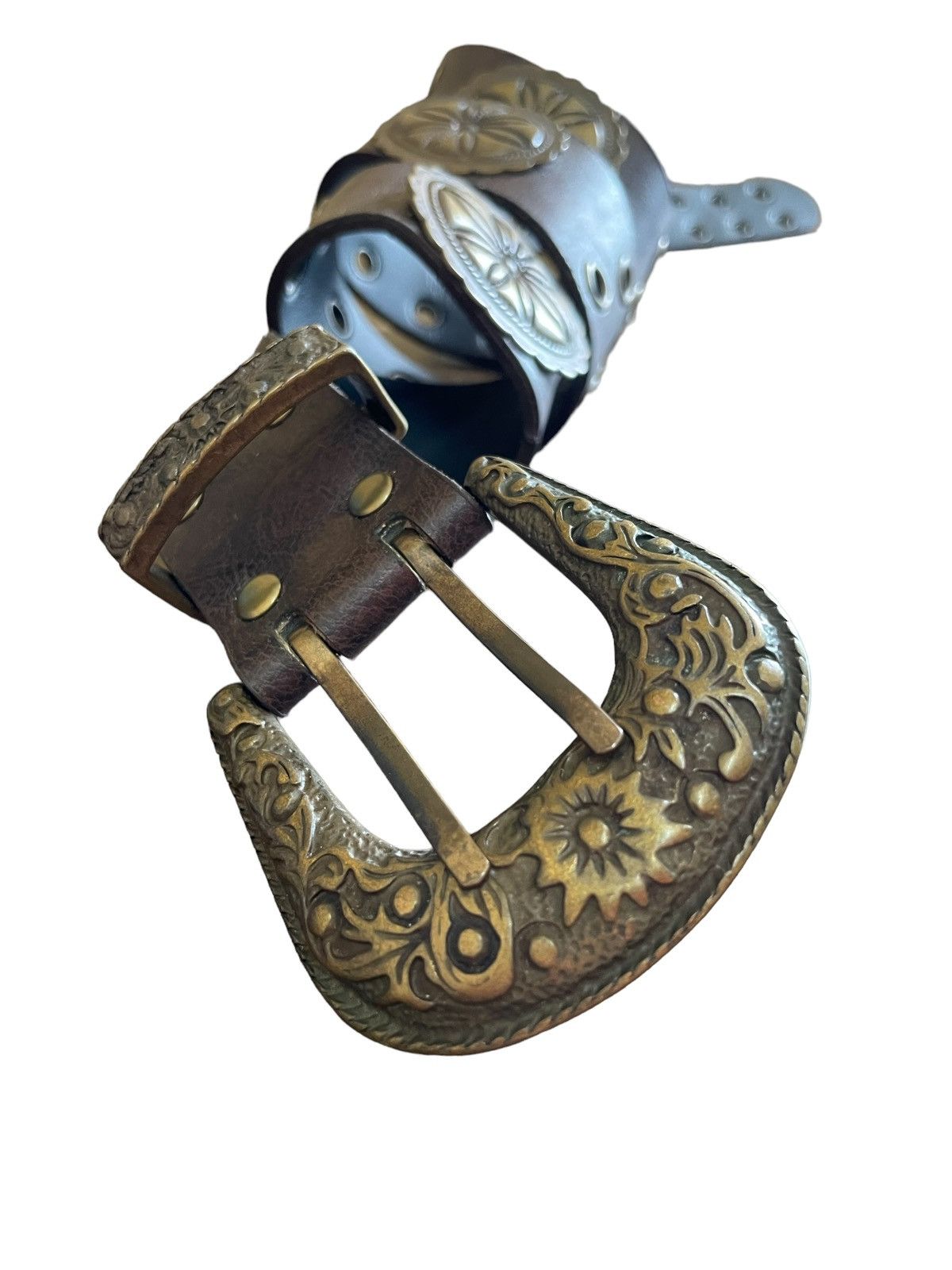 Beauty Beast × Hysteric Glamour Vintage Western leather Belt Bronze Sterling Studded Rivet Size ONE SIZE - 4 Thumbnail