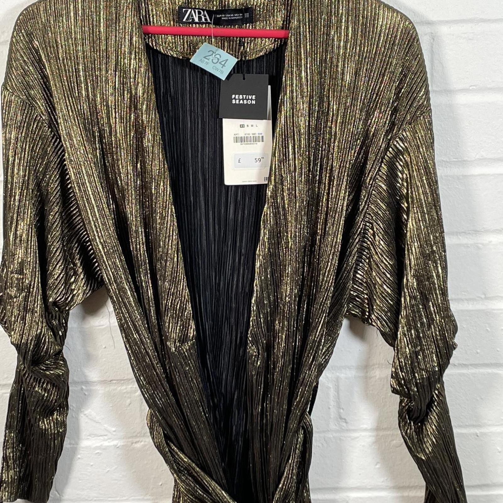 Zara Zara Women's Gold and Green Blous Size XS / US 0-2 / IT 36-38 - 3 Thumbnail