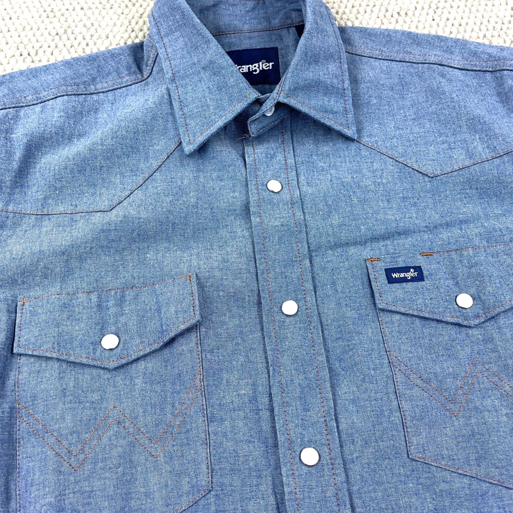 Wrangler Wrangler Men's Denim Shirt Large Blue Western Cowboy Pearl Snap Casual Workwear 90s Outdoor Size US L / EU 52-54 / 3 - 2 Thumbnail