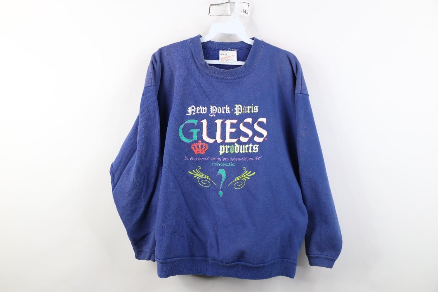 Guess Vintage 80s Georges Marciano Guess Sweatshirt Blue USA Size ONE SIZE - 1 Thumbnail