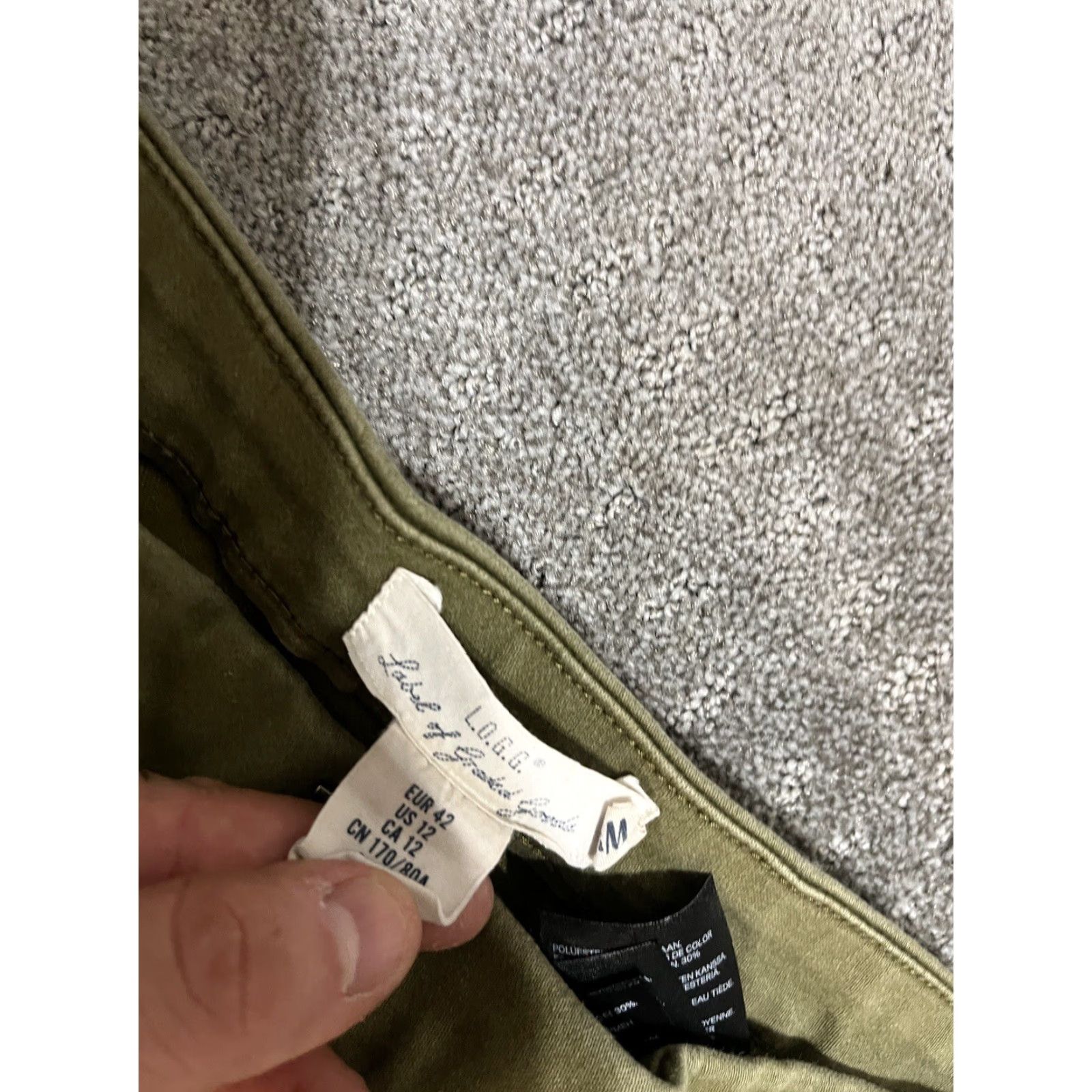 H&M H&M Women's Chino Pants Size 12 Green Cotton Elastic Waist Regular Size 34" / US 12 / IT 48 - 5 Thumbnail