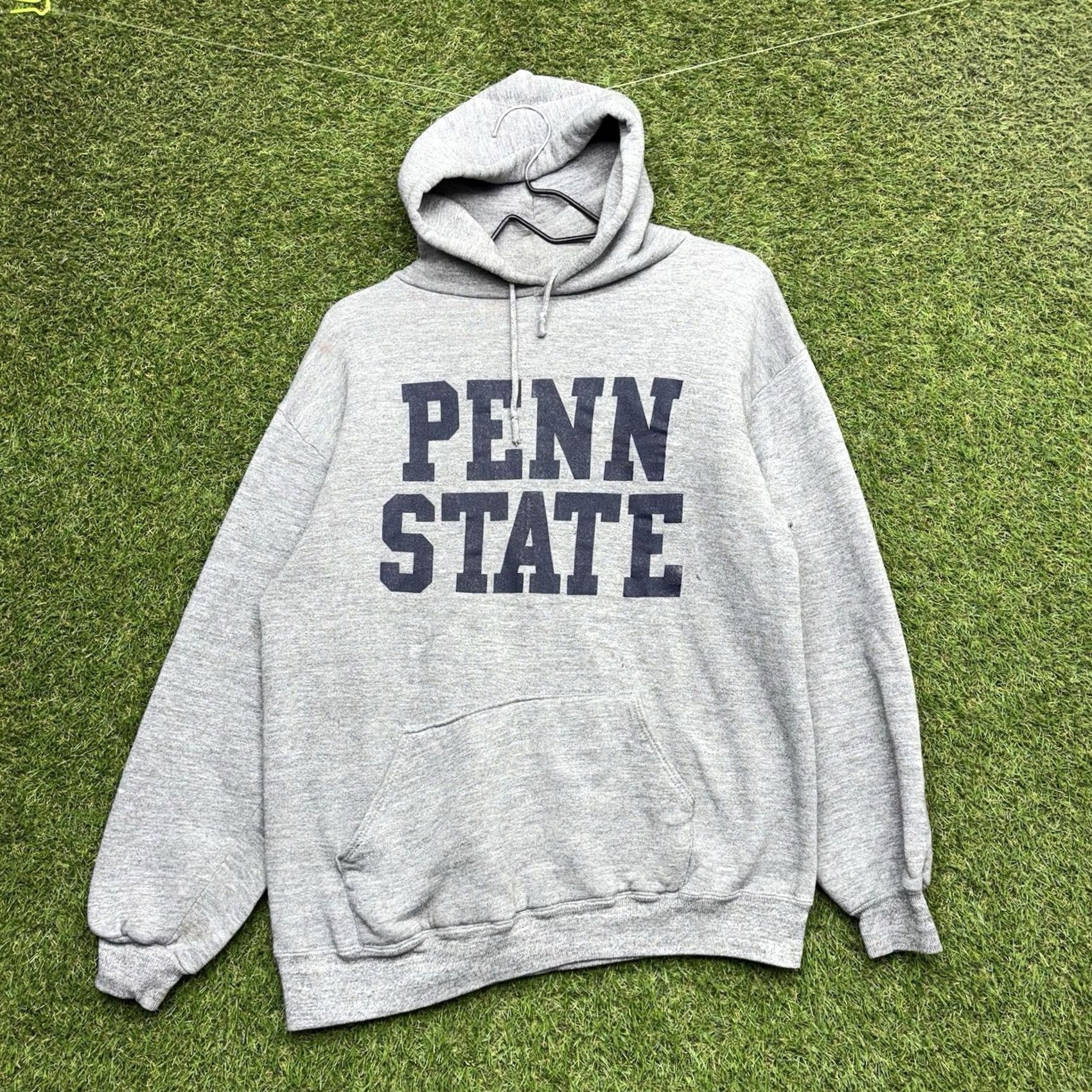 Penn VINTAGE Russell Hoodie Mens L Gray Lightweight 80s Penn State Sweatshirt Pullover Hooded Size US L / EU 52-54 / 3 - 2 Thumbnail