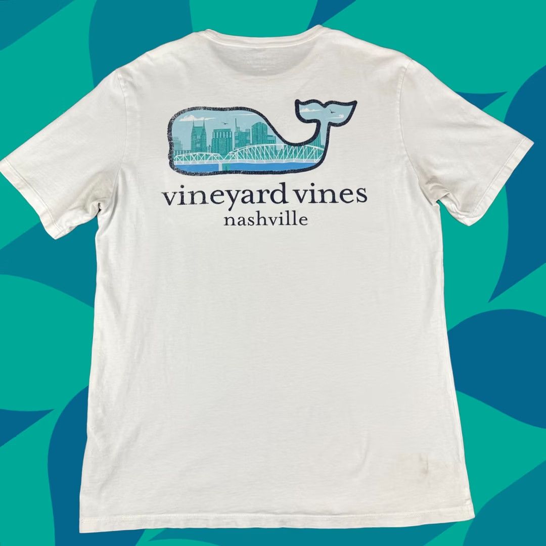 Vineyard Vines Vineyard Vines Nashville TN Whale Pocket Tee T-Shirt White Mens M Size US M / EU 48-50 / 2 - 1 Thumbnail
