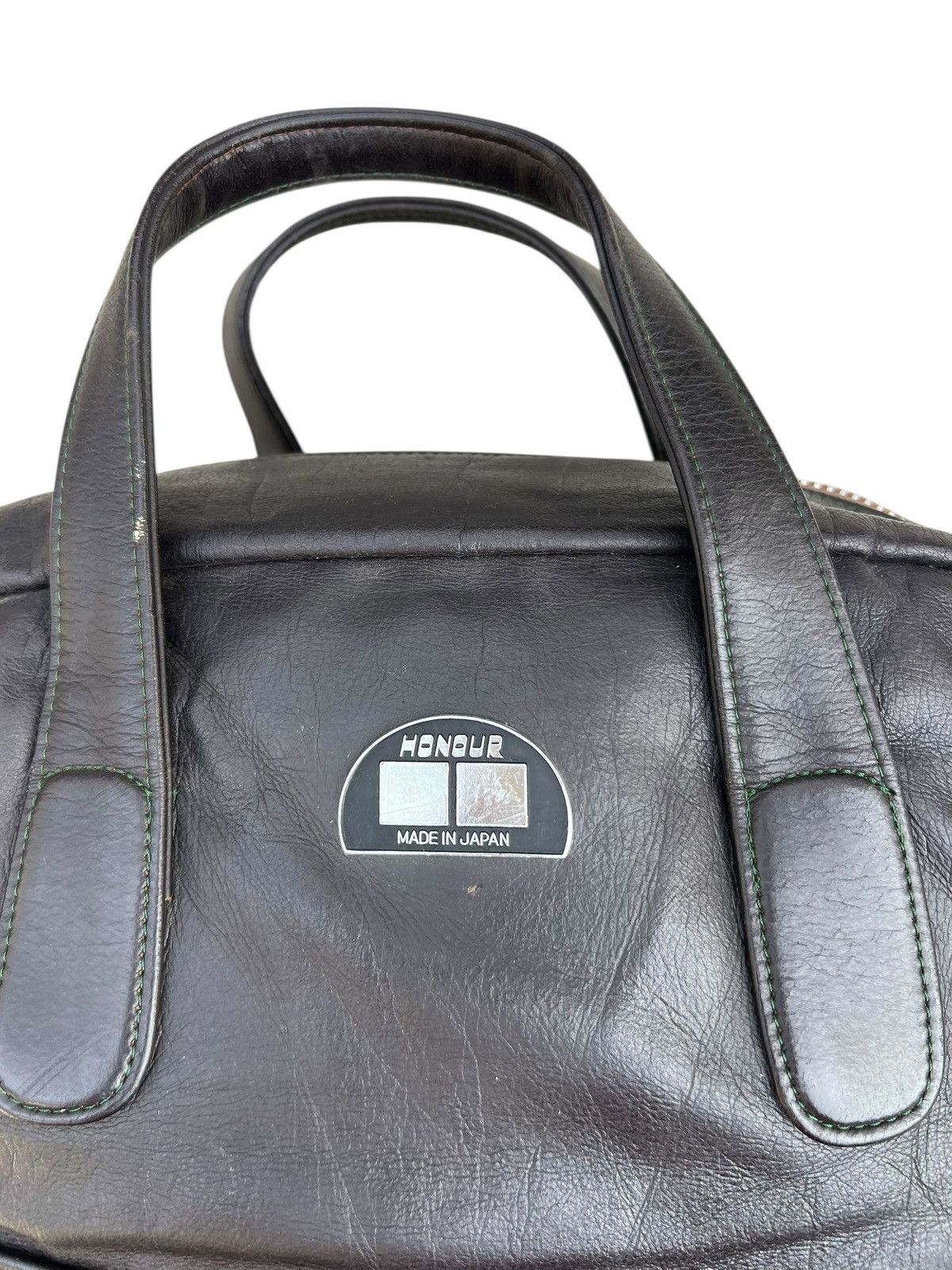 Leather RARE!! Vintage 40s HONOUR Japan Patina Black Leather Bag Size ONE SIZE - 7 Thumbnail