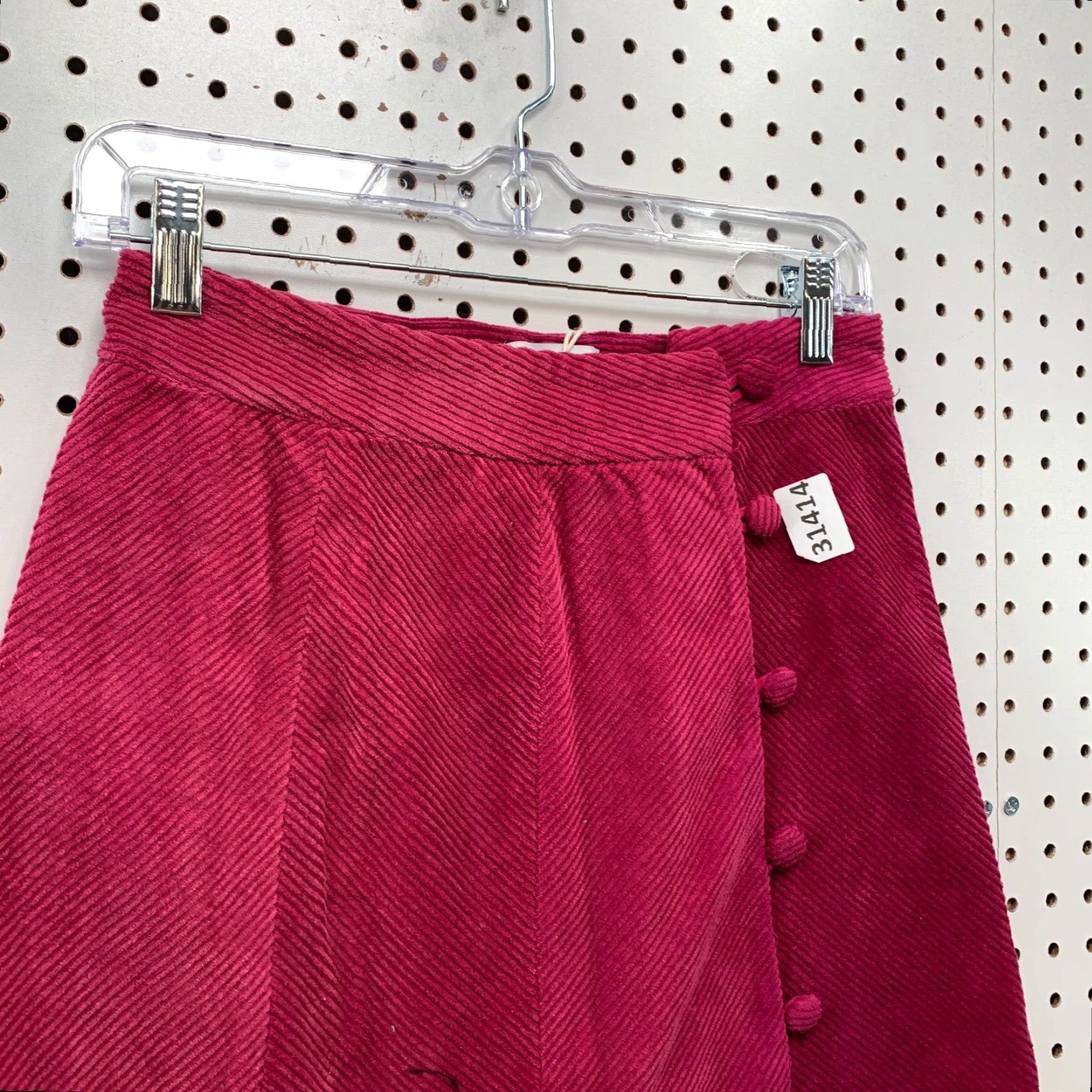 Vintage VINTAGE FRNCH Corduroy Skirt Women's Small Fuchsia Pink Knee-Length A-Line Button 90s Fashion Size 28" / US 6 / IT 42 - 6 Thumbnail