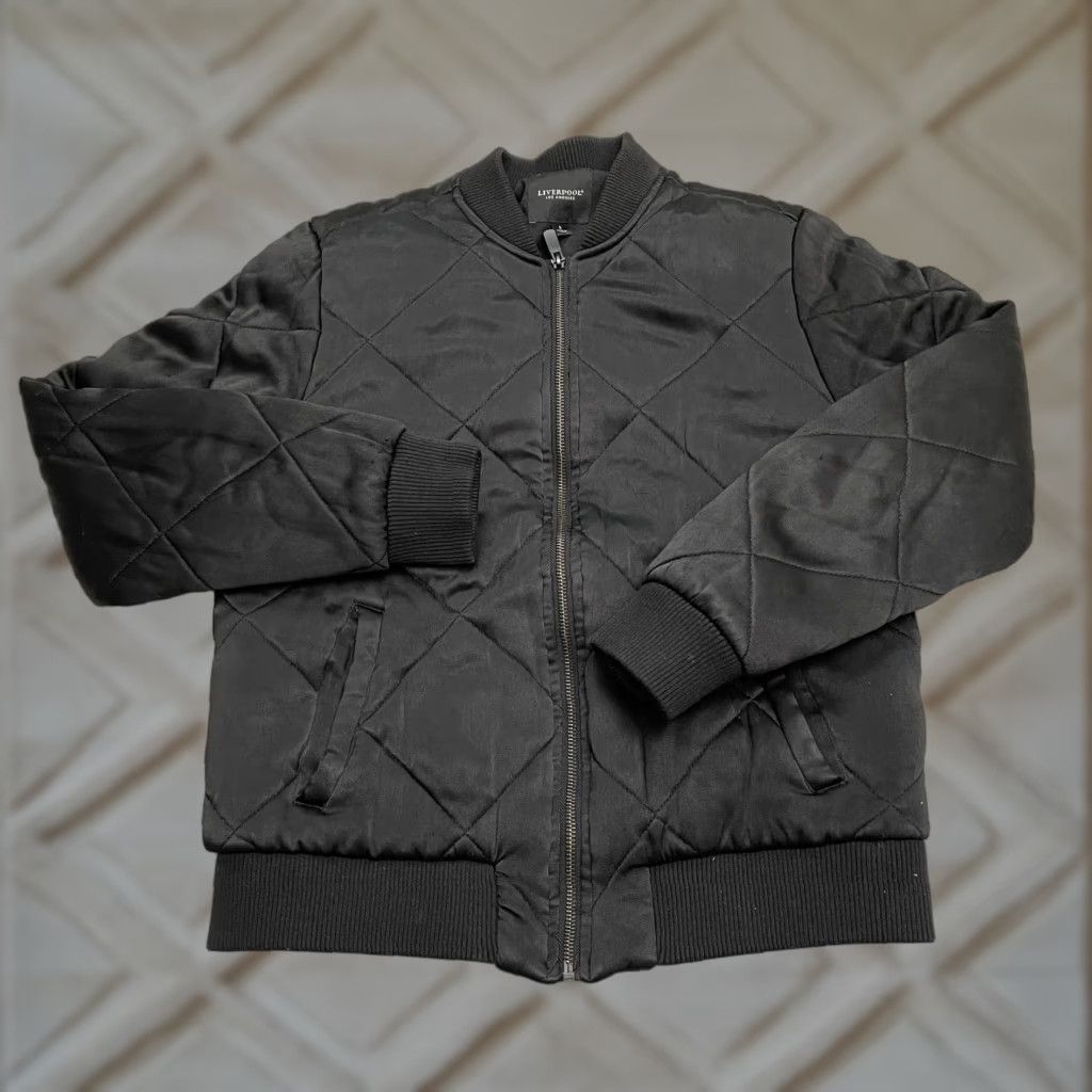 Vintage Liverpool Quilted Bomber Jacket Womens Small Black Full Zip Pocket Casual Preppy Size S / US 4 / IT 40 - 1 Thumbnail