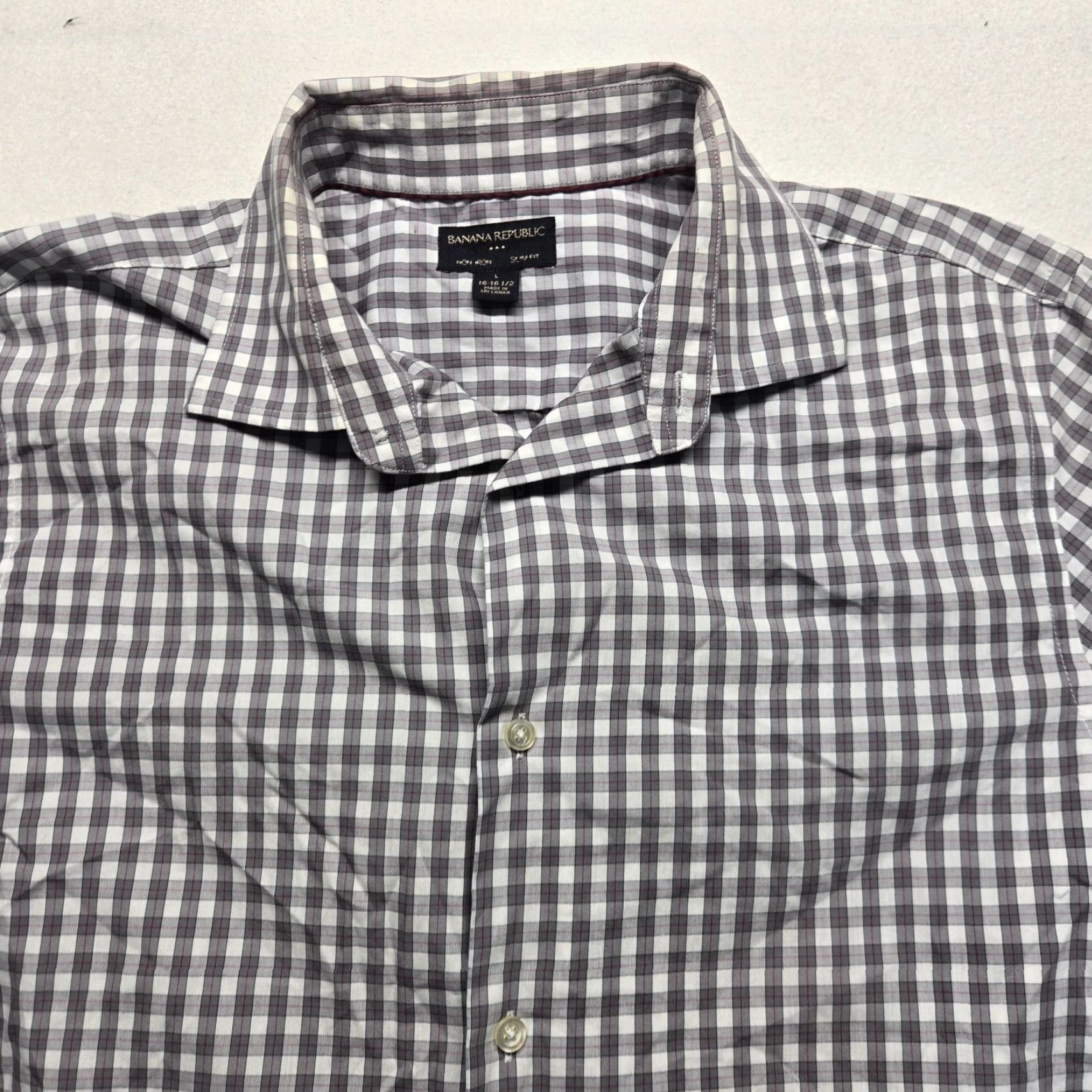 Banana Republic VINTAGE Banana Republic Gray Checkered Slim Fit Long Sleeve Button-Down Shirt Men Large Size US L / EU 52-54 / 3 - 2 Thumbnail