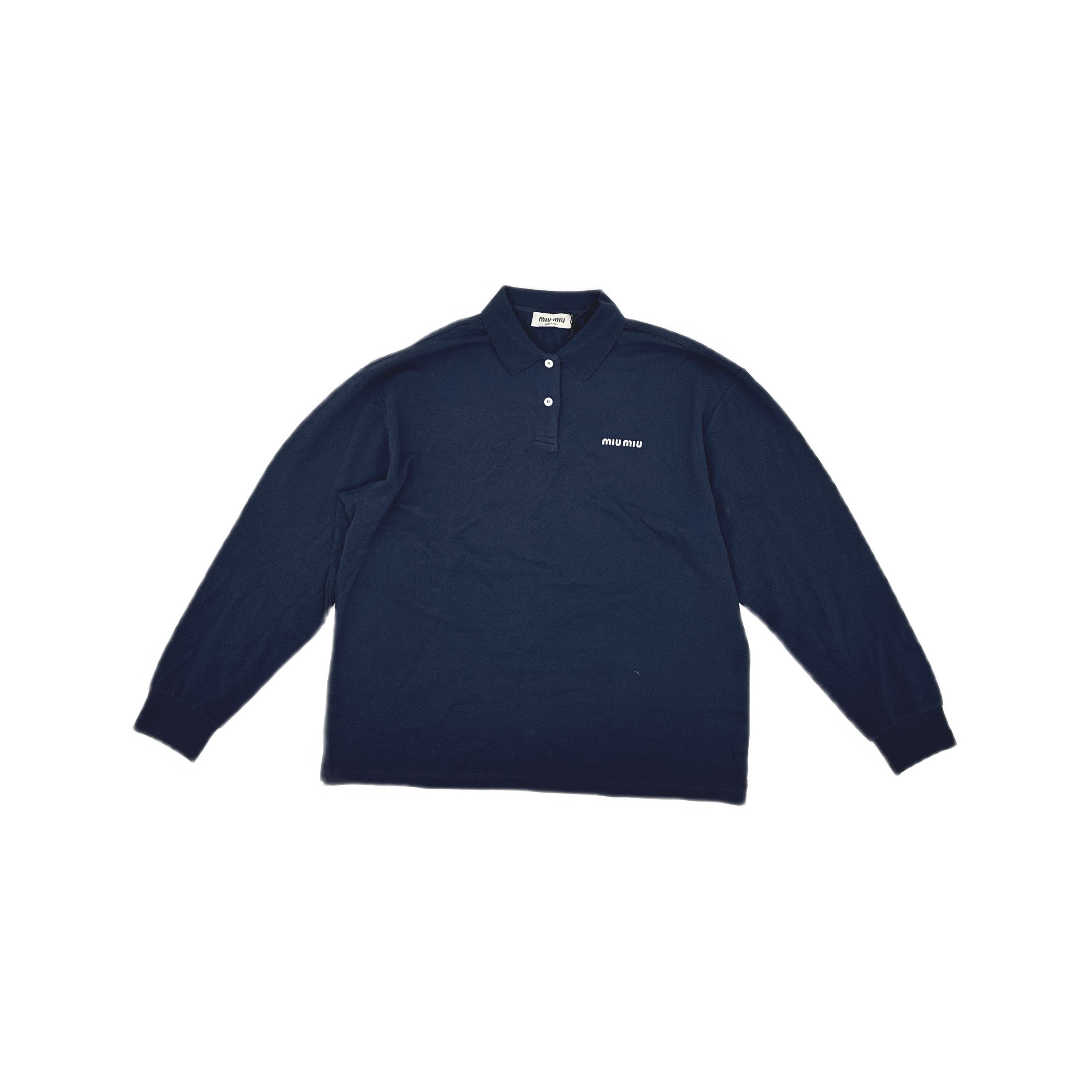 Miu Miu Miu Miu Logo Long Sleeve Polo Shirt XS Size XS / US 0-2 / IT 36-38 - 1 Thumbnail
