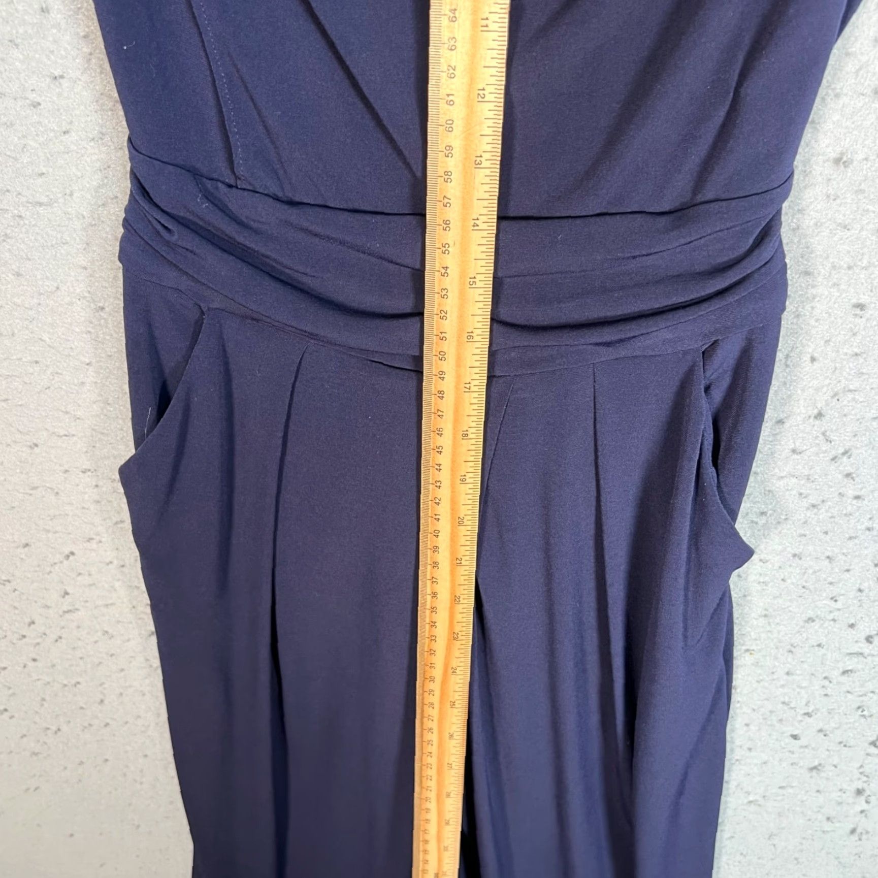 Vintage New York & Company Womens XS Navy Blue Sleeveless Jumpsuit Polyester Blend Size 26" / US 2 / IT 38 - 7 Thumbnail