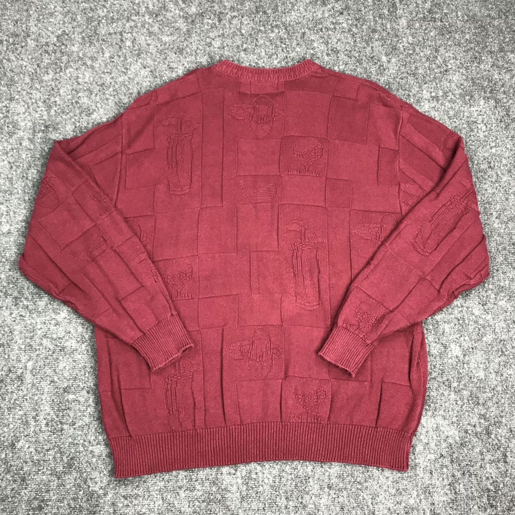 Vintage VINTAGE Fairway Knit Golf Sweater Mens XL Red 100% Cotton Cable-Knit Crew Neck Pullover Sports Golf Size US XL / EU 56 / 4 - 3 Thumbnail
