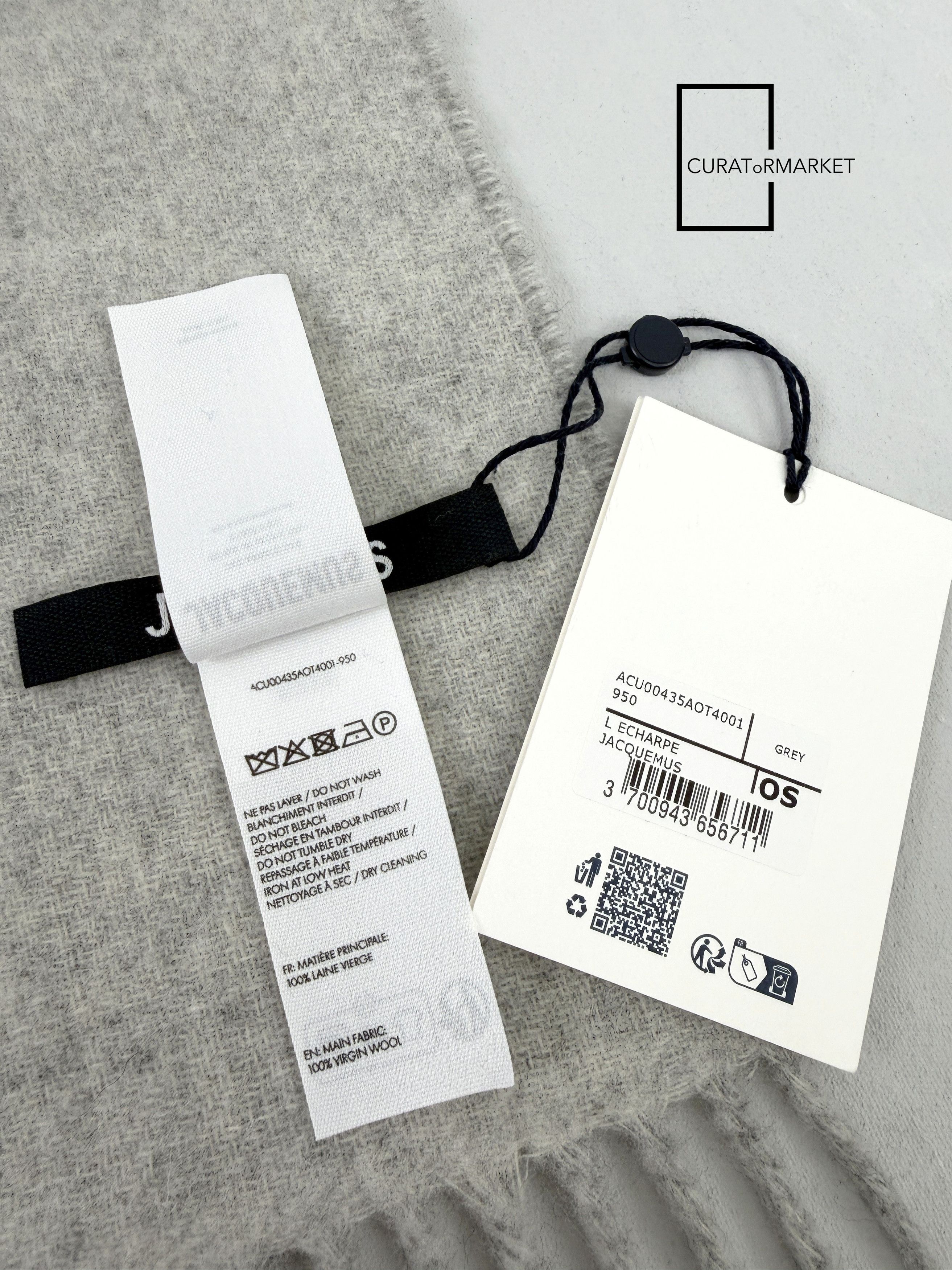 Jacquemus Contrast Iconic Logo Felted Wool Gray Scarf FW25 Le Palmier Size ONE SIZE - 7 Thumbnail