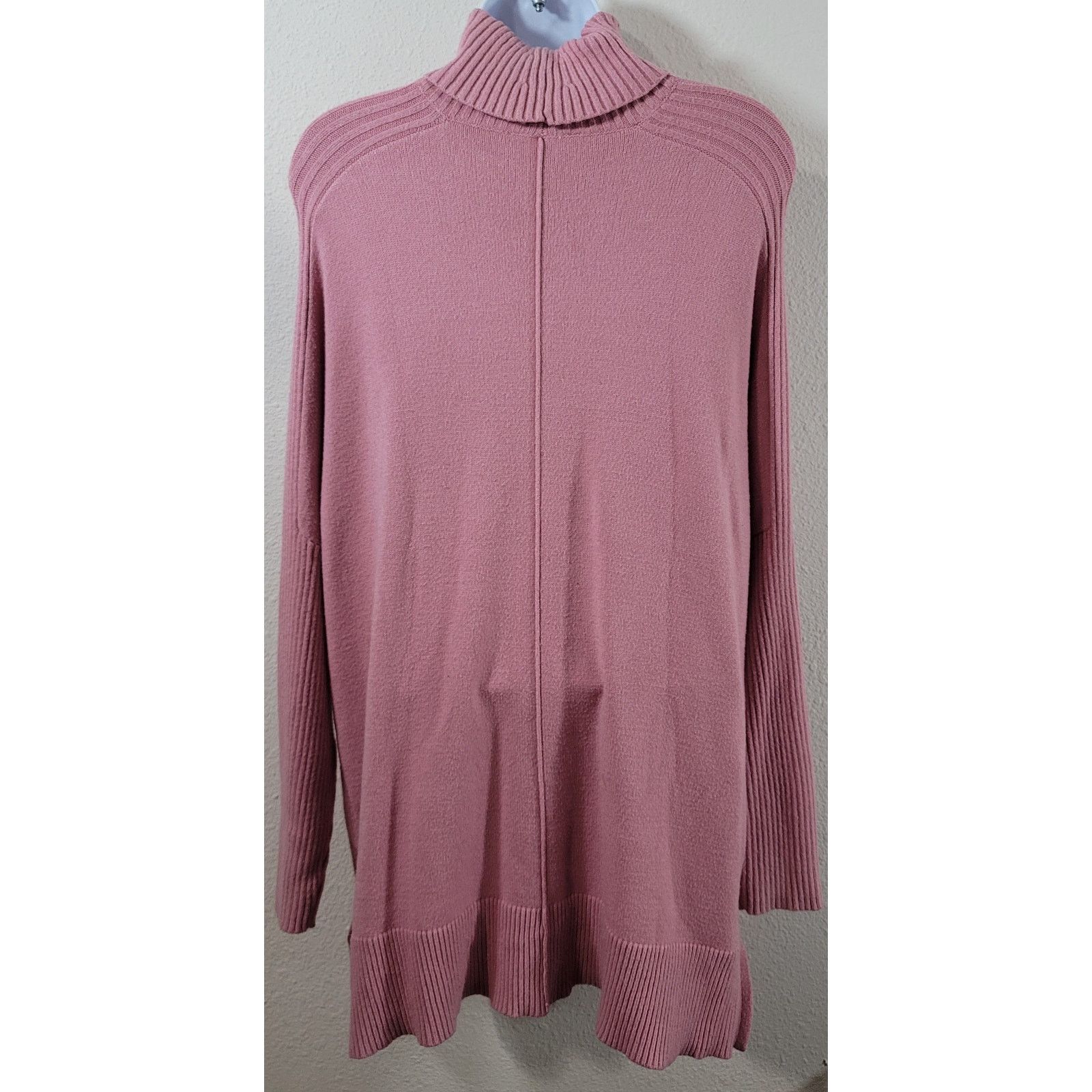 Other Dusty Rose Mock Turtle Neck Sweater 1X Plus Batwing Sleeves Size XXL / US 16-18 / IT 52-54 - 3 Thumbnail