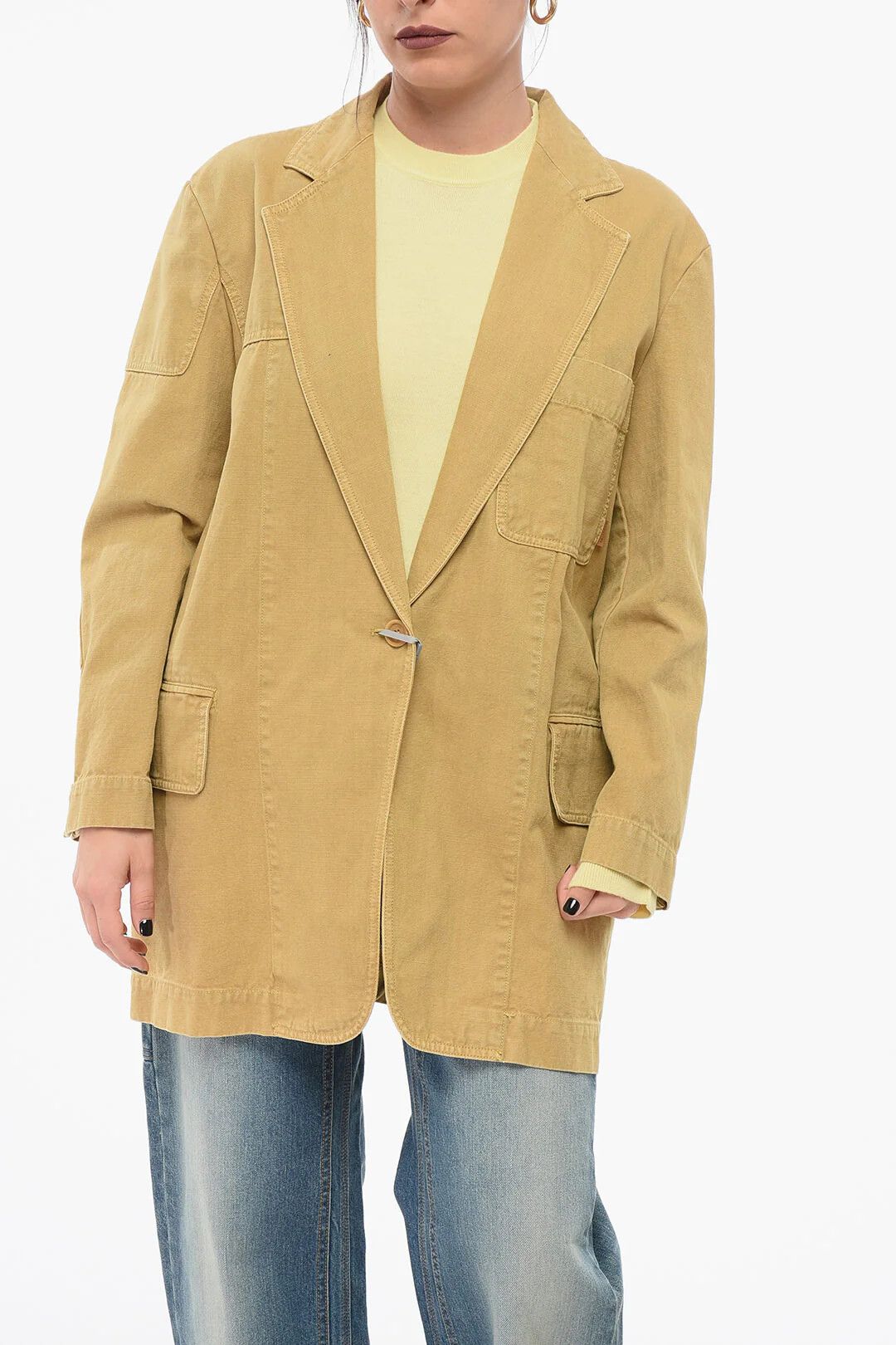 Max Mara og1mm0426 Canvas Jacket in Yellow Size S / US 4 / IT 40 - 1 Thumbnail