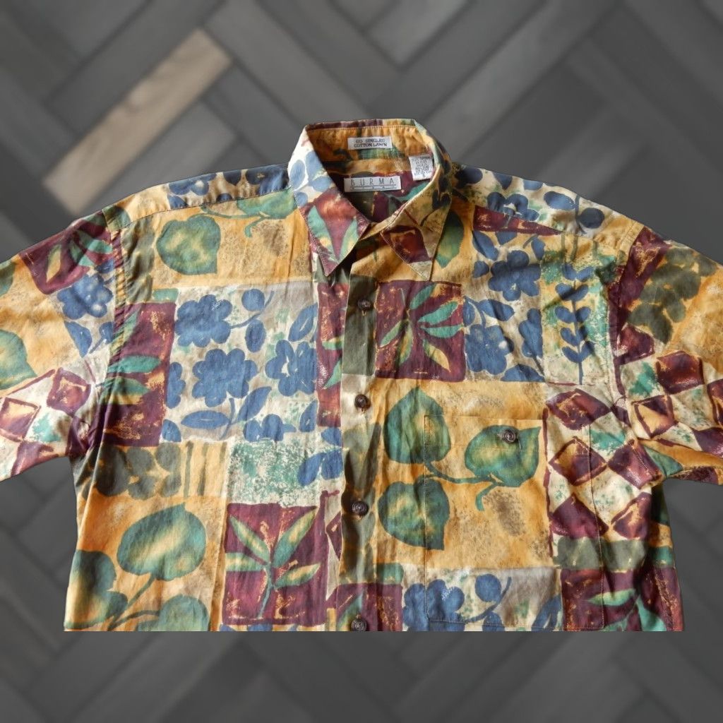 Vintage VINTAGE Burma Bibas Men's Short Sleeve Button-Up Shirt Size S Beige Floral Cotton Size US S / EU 44-46 / 1 - 1 Thumbnail