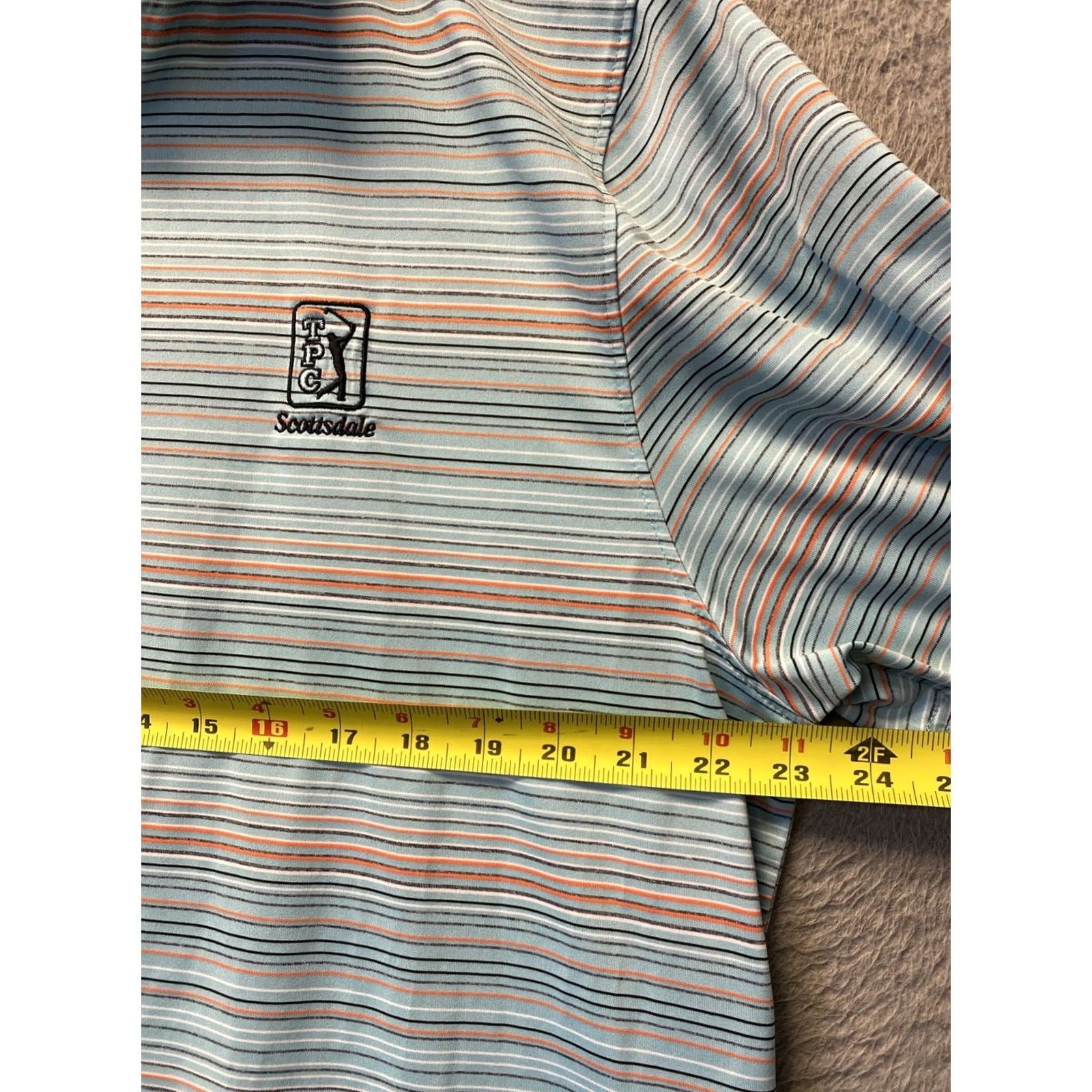 Vintage TPC Summer Comfort Golf Shirt Polo Men’s Blue Pink White Striped Short Sleeve Moisture Wicking Lightweight Stretch Breathable Collared - 0781 Size US L / EU 52-54 / 3 - 5 Thumbnail