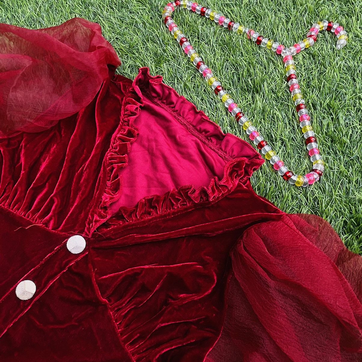 Other Vintage Mesh Sleeve Bloody Velvet Crop Top Size M / US 6-8 / IT 42-44 - 1 Thumbnail