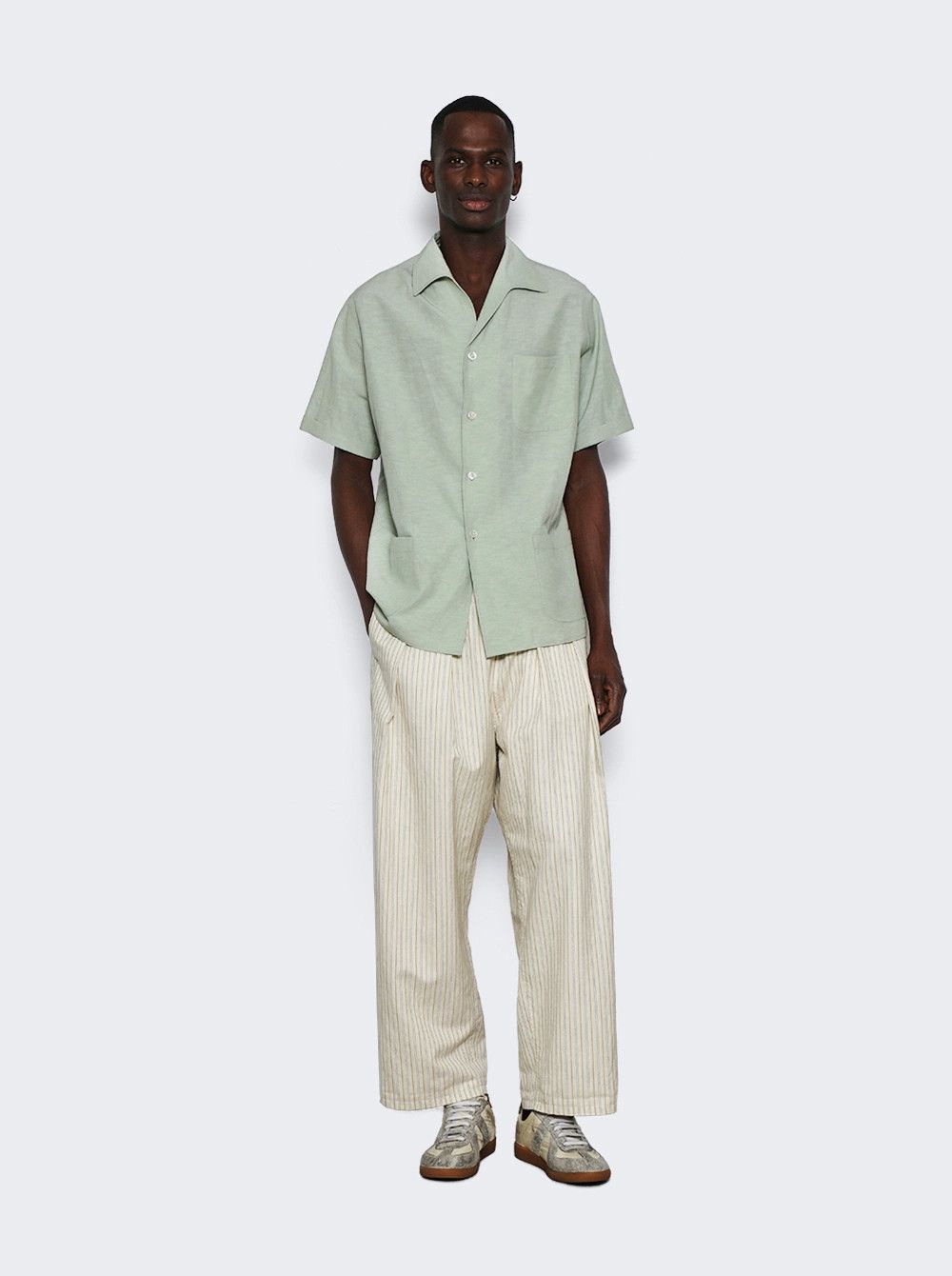 Maison Margiela o1mle0326 Short Sleeve Button Shirt in Green Size US S / EU 44-46 / 1 - 5 Thumbnail