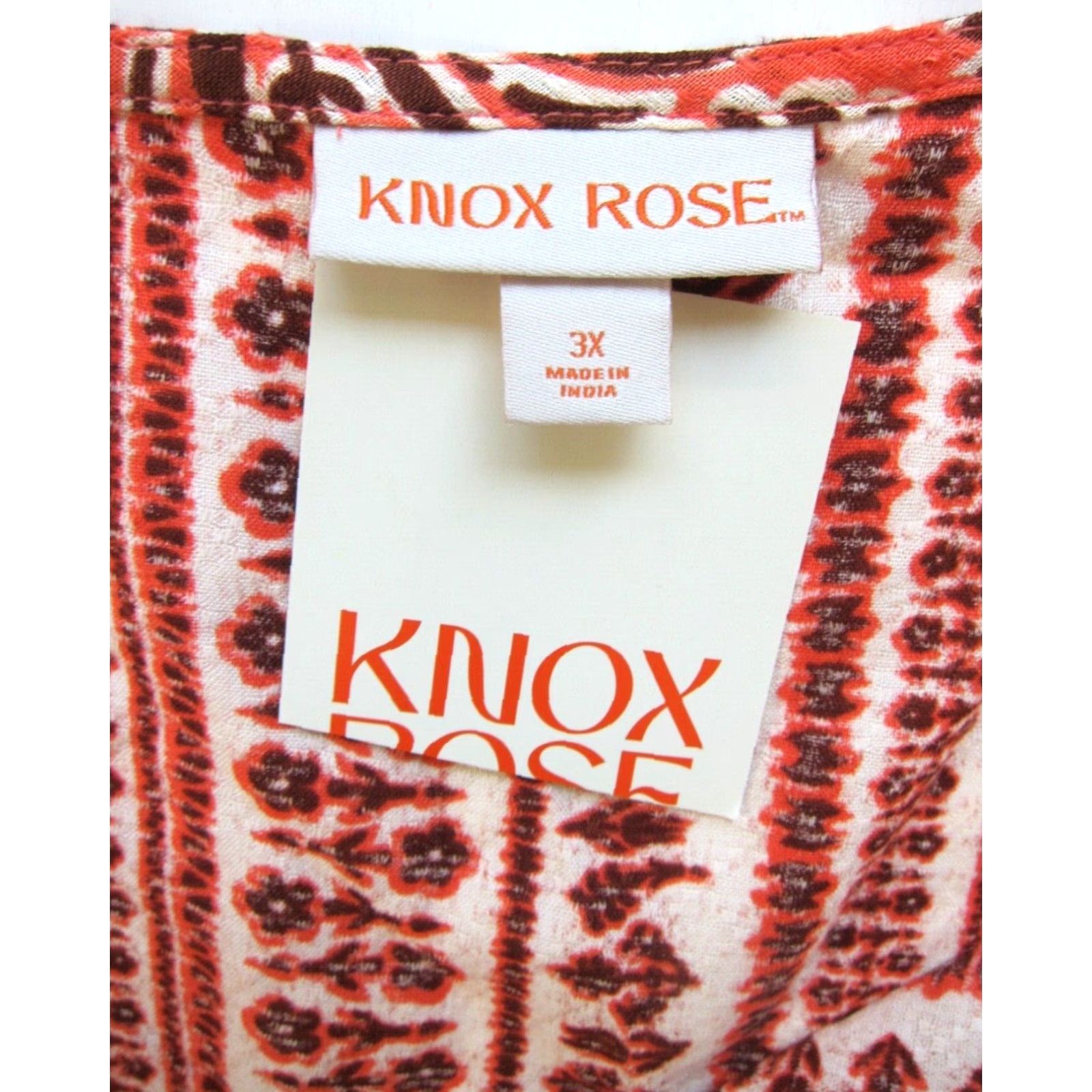 Vintage NWT Knox Rose Coral Pink Brown Floral Hawaiian Pocket Midi Kaftan Smock Dress 3X Size XXL / US 16-18 / IT 52-54 - 3 Thumbnail