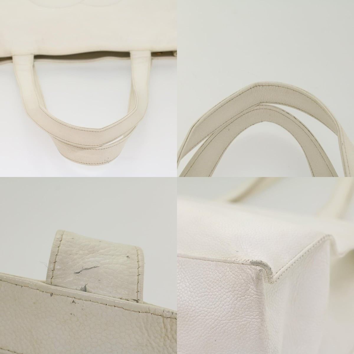 Chanel Chanel Caviar Skin White CC Tote Bag Size ONE SIZE - 4 Thumbnail