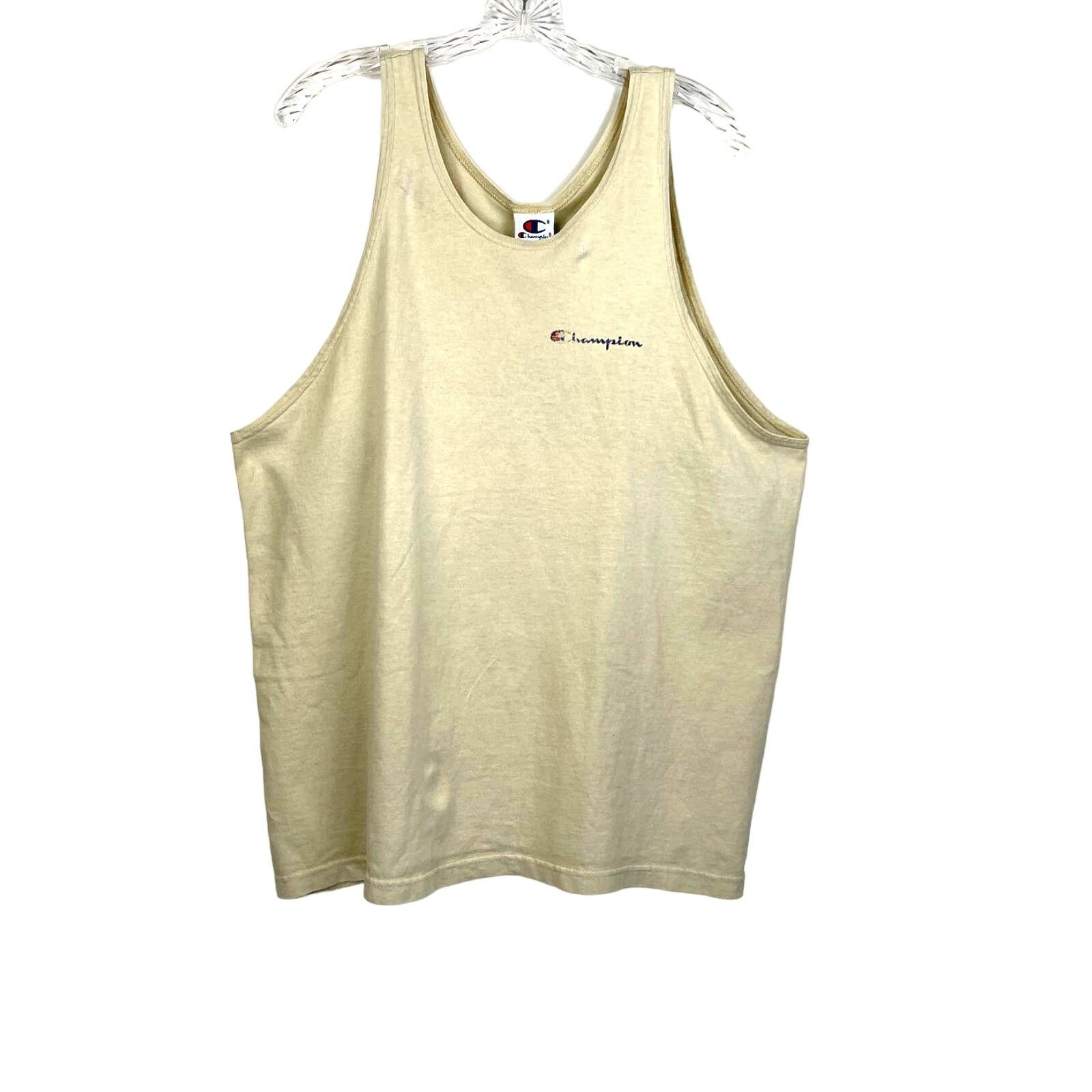 Champion × Vintage Champion Vintage 90s Cotton Tank Top USA Made Neutral Khaki Size US L / EU 52-54 / 3 - 1 Thumbnail