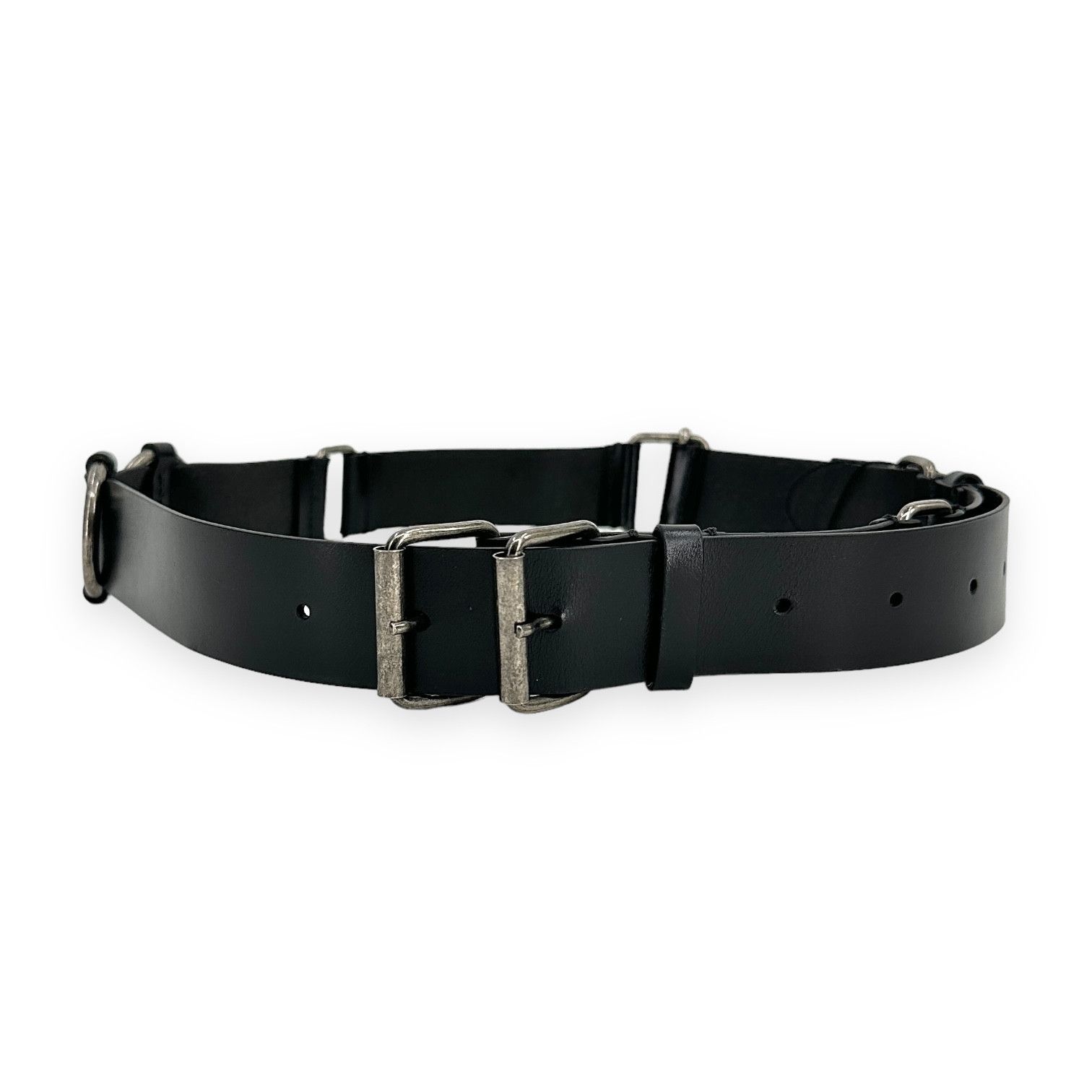 Ann Demeulemeester Black Double Buckle Leather Belt Size ONE SIZE - 3 Thumbnail