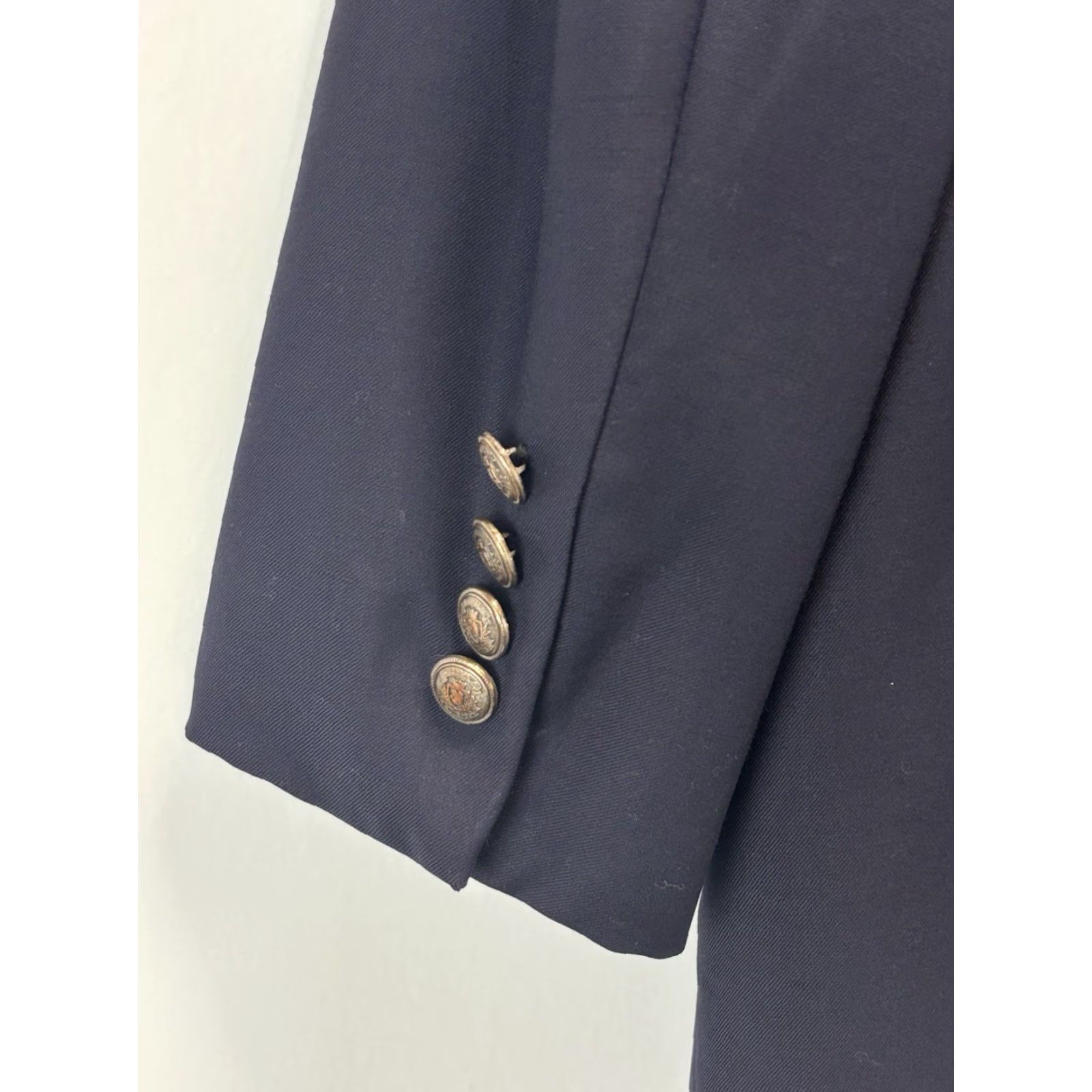 Jos. A. Bank VINTAGE Jos A Bank Signature Gold Wool Blazer Sport Coat Men 44R Navy Solid Business Party Classic Two-Button Size 44R - 3 Thumbnail