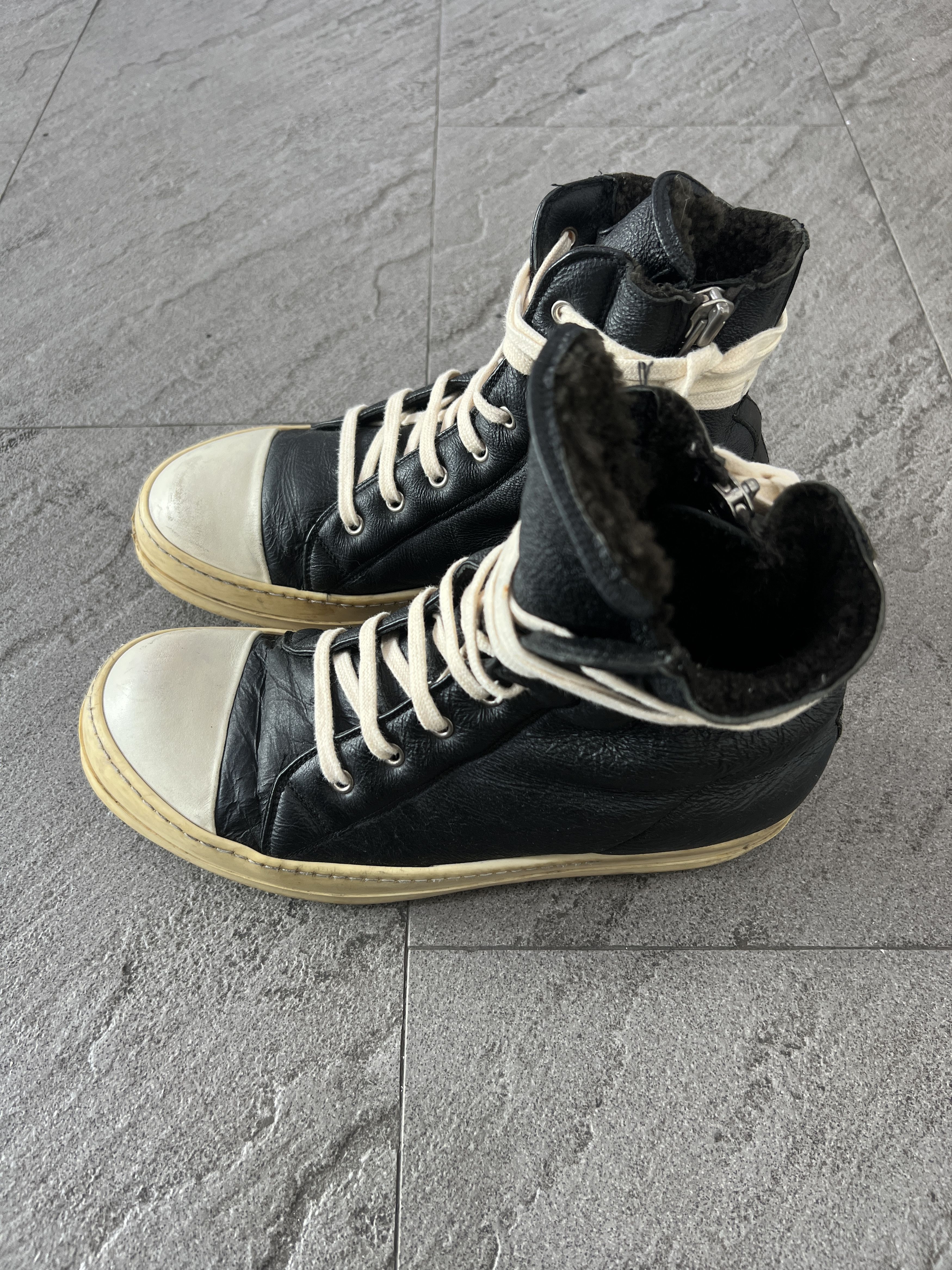 Rick Owens Rick Owens Ramones High Black Leather Milk EU42 Size US 9 / EU 42 - 4 Thumbnail