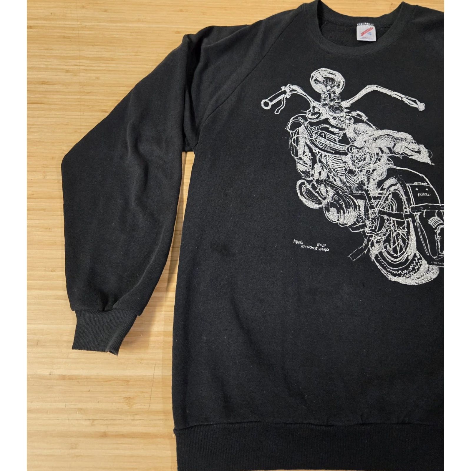 Jerzees VINTAGE Jerzees Sweatshirt Mens XL Black Harley-Davidson 1946 Knucklehead Graphic Print 80s Crew Neck Pullover Fleece Size US XL / EU 56 / 4 - 3 Thumbnail