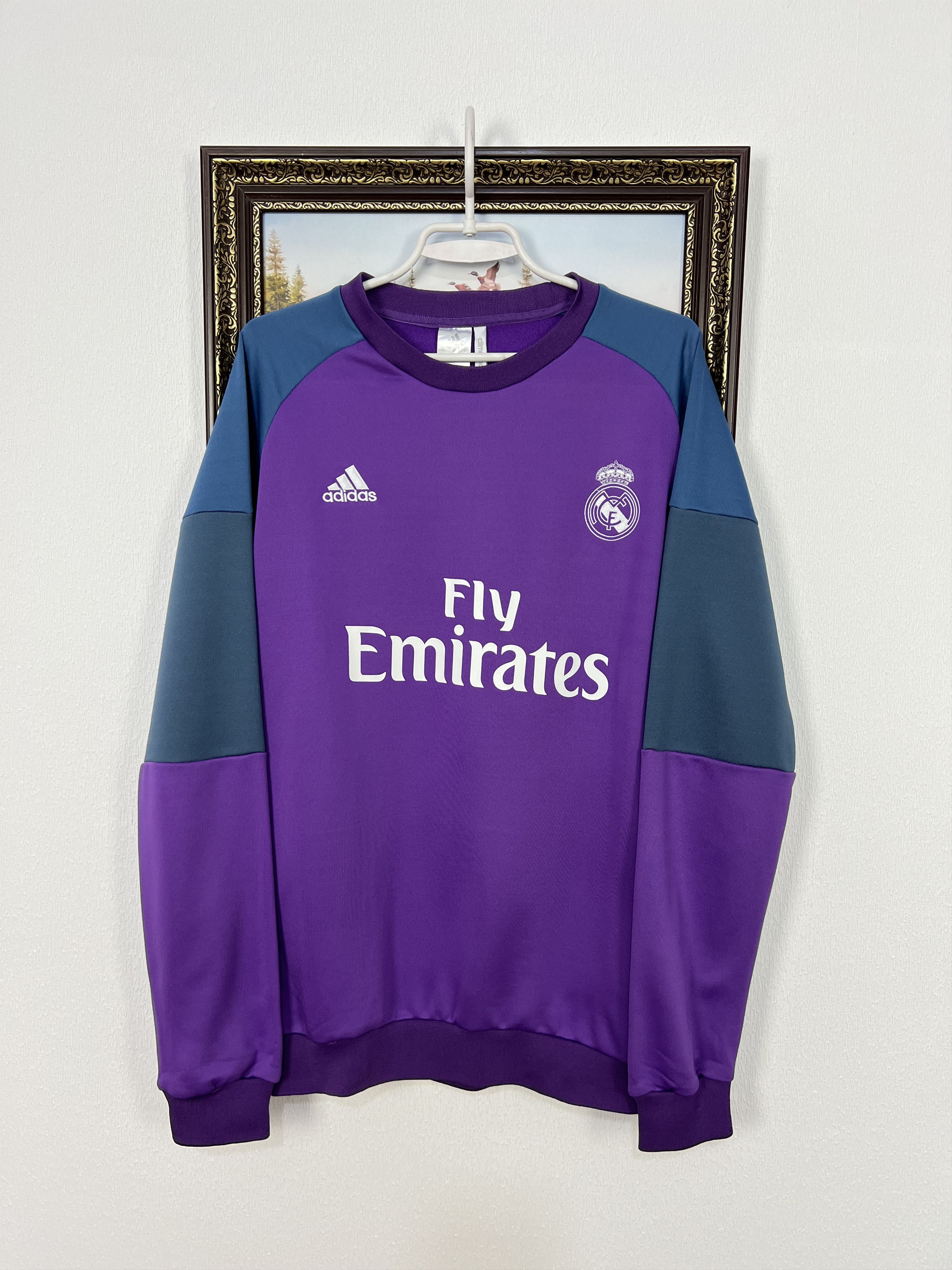 Adidas Real Madrid Football Sweatshirt Soccer Purple Mens
