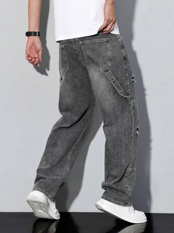 Japanese Brand Isshiki x Man Distressed Straight loose fit cargo jeans Size US 32 / EU 48 - 2 Thumbnail