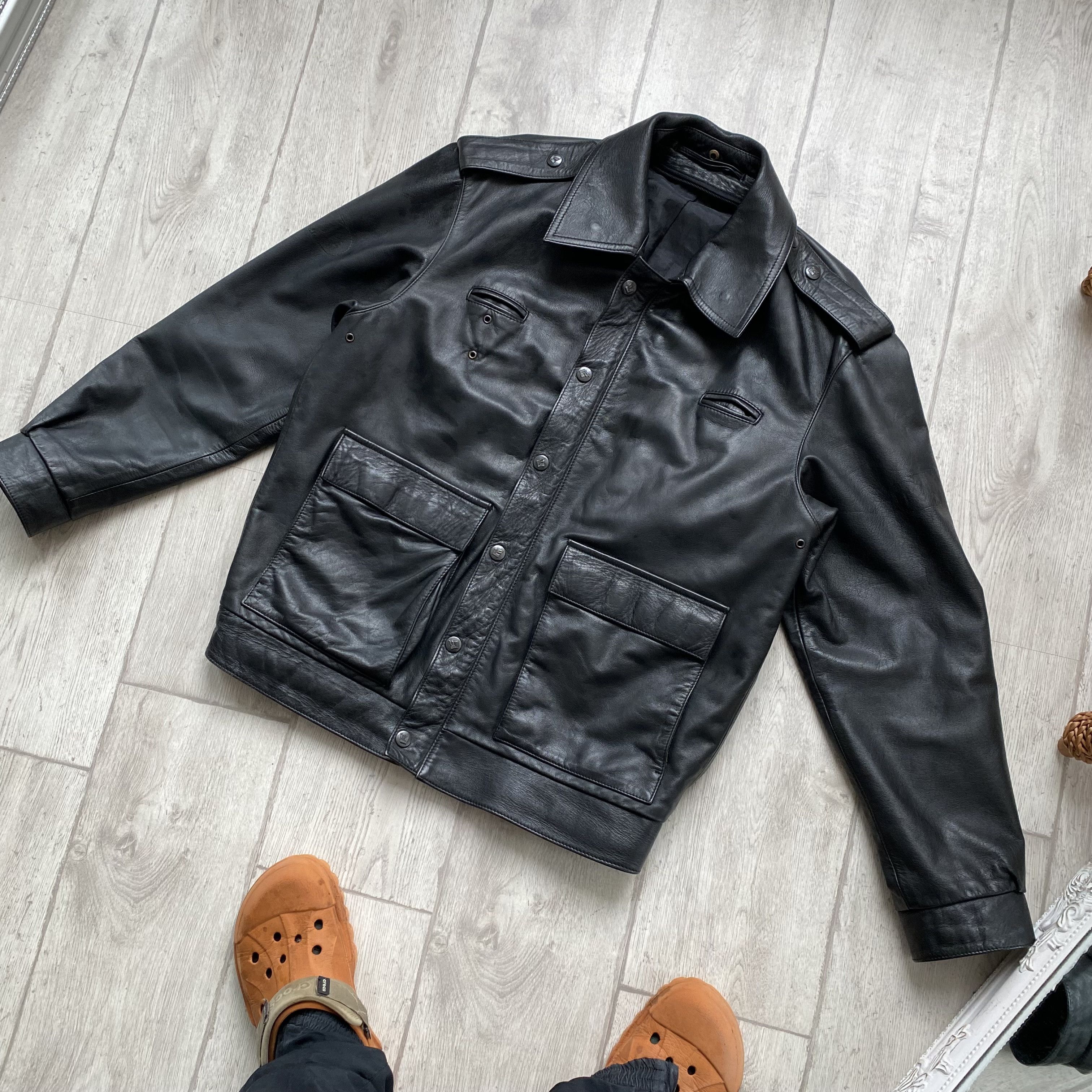Genuine Leather Vintage 90s Real Leather Pilot Jacket Y2K Biker Style Size US L / EU 52-54 / 3 - 10 Thumbnail