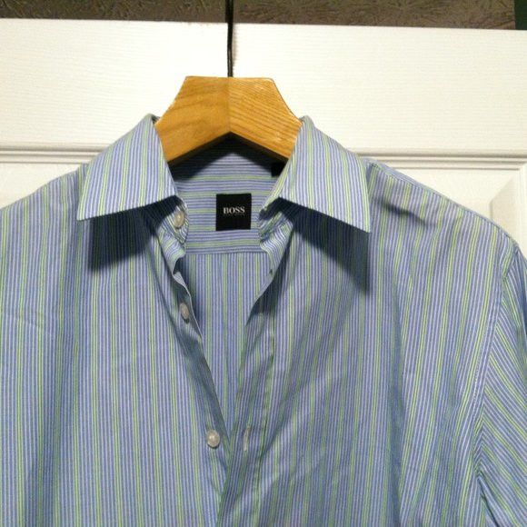HUGO BOSS MEN'S BLUE 100%COTTON CASUAL SHIRT SIZE: L