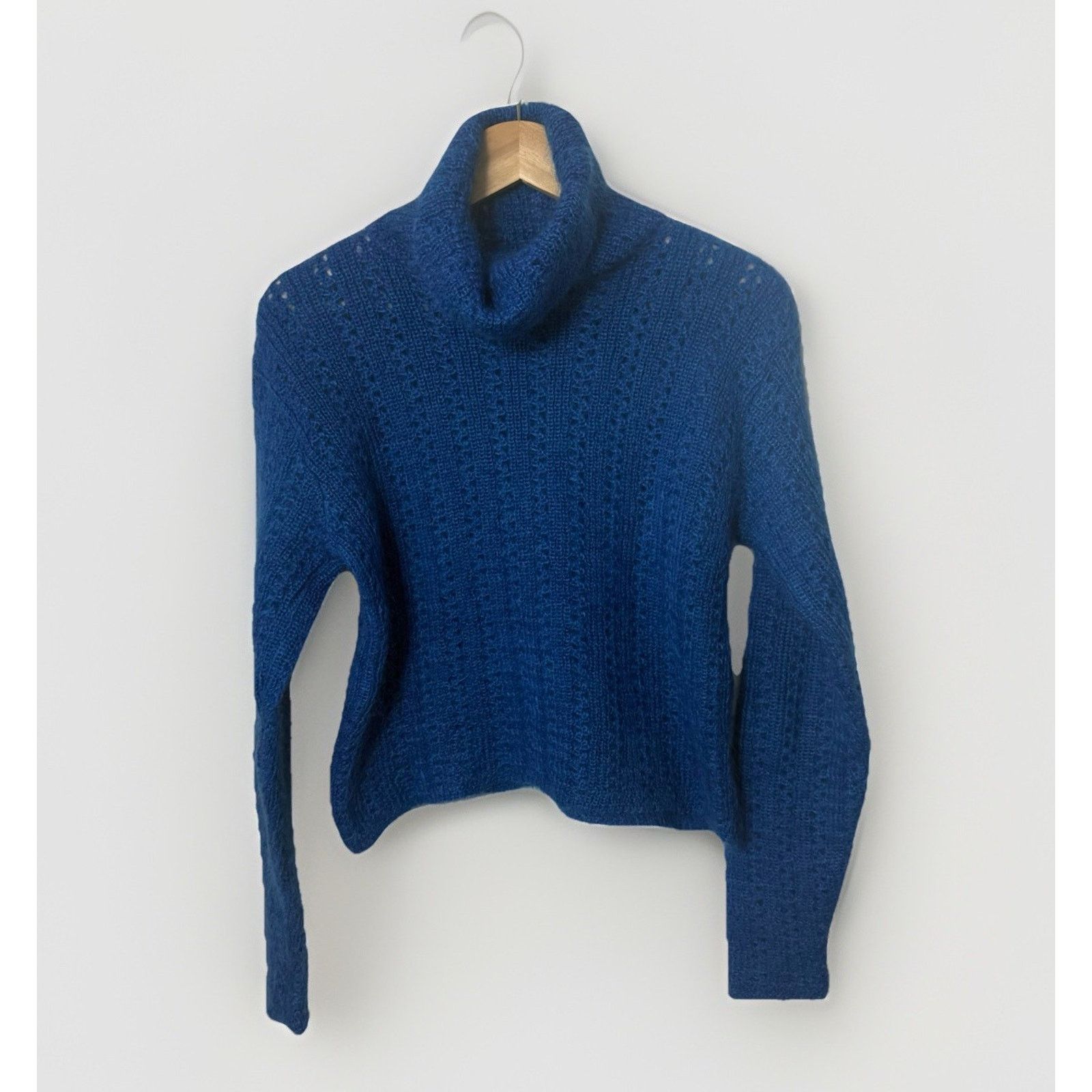 Laura Ashley Vtg Laura Ashley Mohair Sweater Turtleneck Knit Crop Preppy Size L / US 10 / IT 46 - 1 Thumbnail