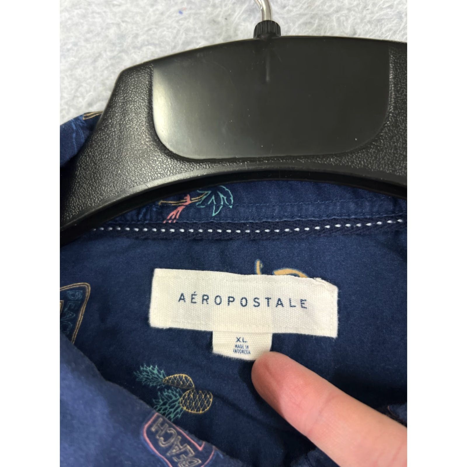 Aeropostale Aeropostale Shirt Adult Extra Large Blue Pineapple Palm Tree All Over Print Cott Button-Up Size US XL / EU 56 / 4 - 4 Thumbnail