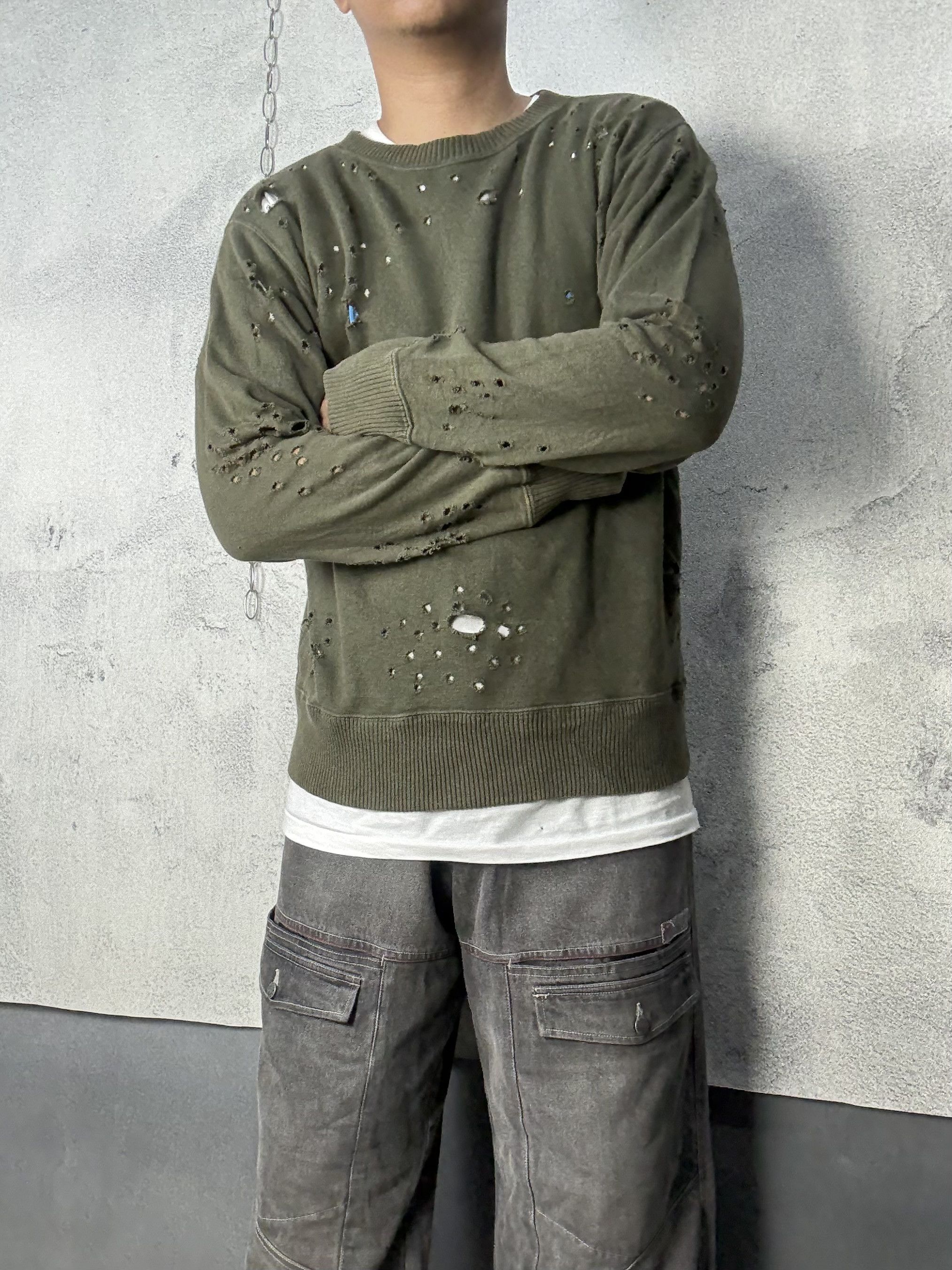 Japanese Brand Burden Distressed Destroyed Grunge Sweatshirt Crewneck Size US M / EU 48-50 / 2 - 4 Thumbnail