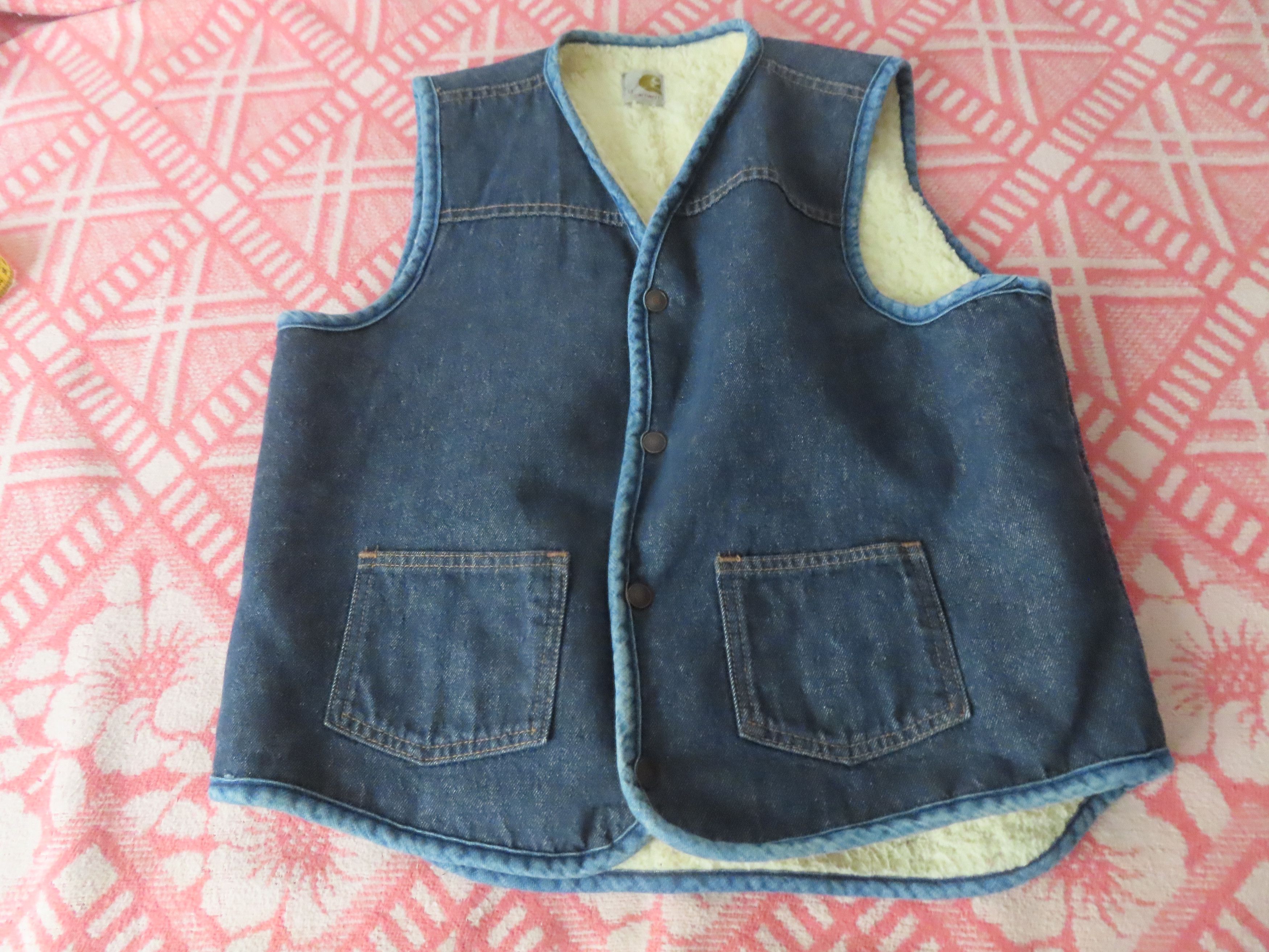 Carhartt × Vintage CARHARTT Large tall Sherpa Lined Denim SnapFront Gilet Vntg Size US L / EU 52-54 / 3 - 1 Thumbnail