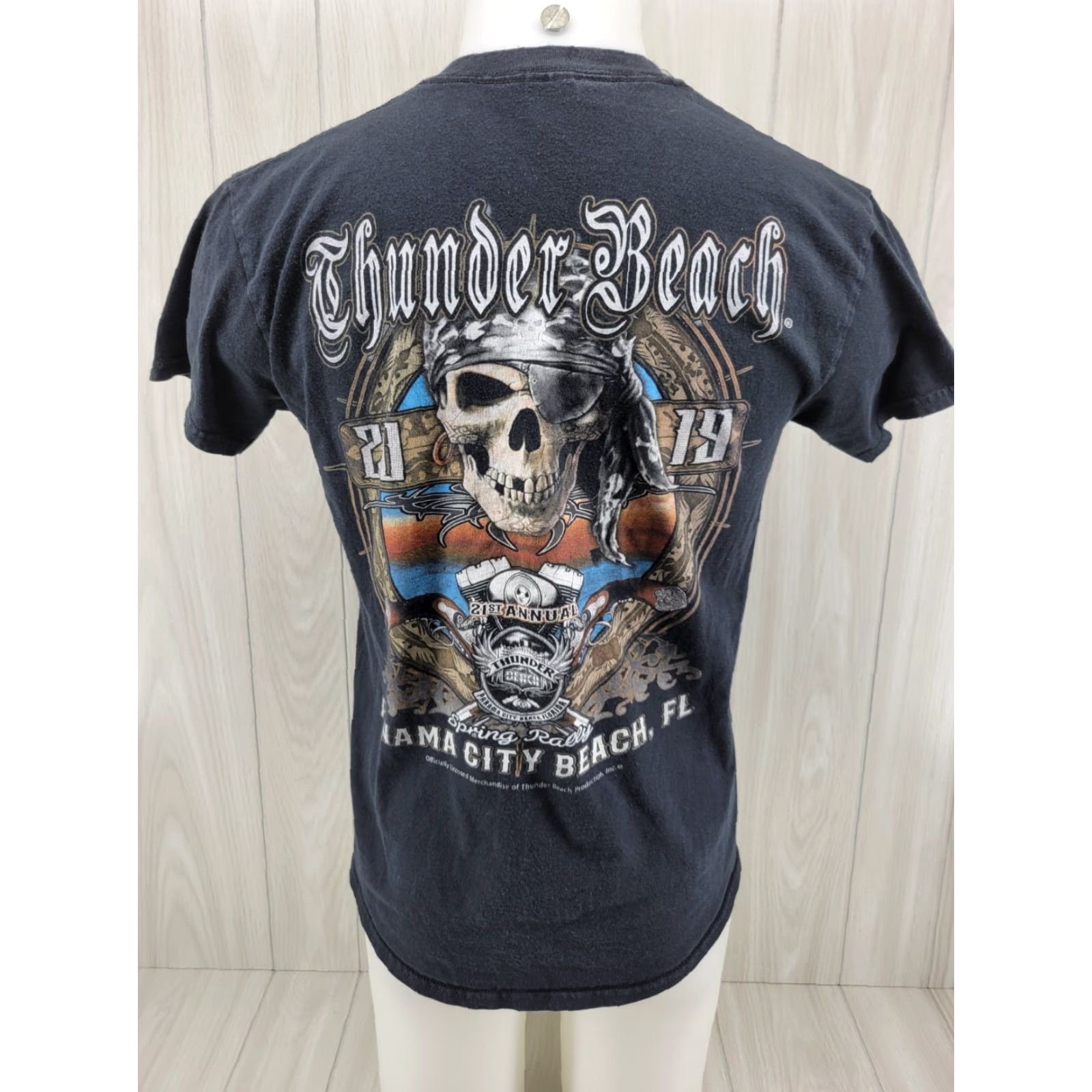 Gildan VINTAGE Gildan Motorcycle T-Shirt Shirt Men M Black 2019 Faded Thunder Beach Panama City Beach Rally Graphic Tee Size US M / EU 48-50 / 2 - 7 Thumbnail