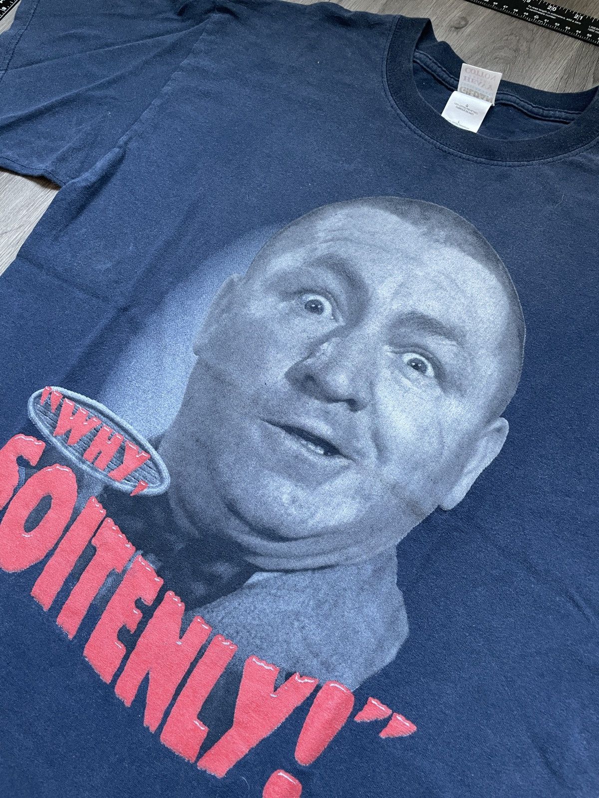 Gildan Vintage Three Stooges - Curly “Why Soitenly” T-Shirt (Sz. L) Size US L / EU 52-54 / 3 - 2 Thumbnail